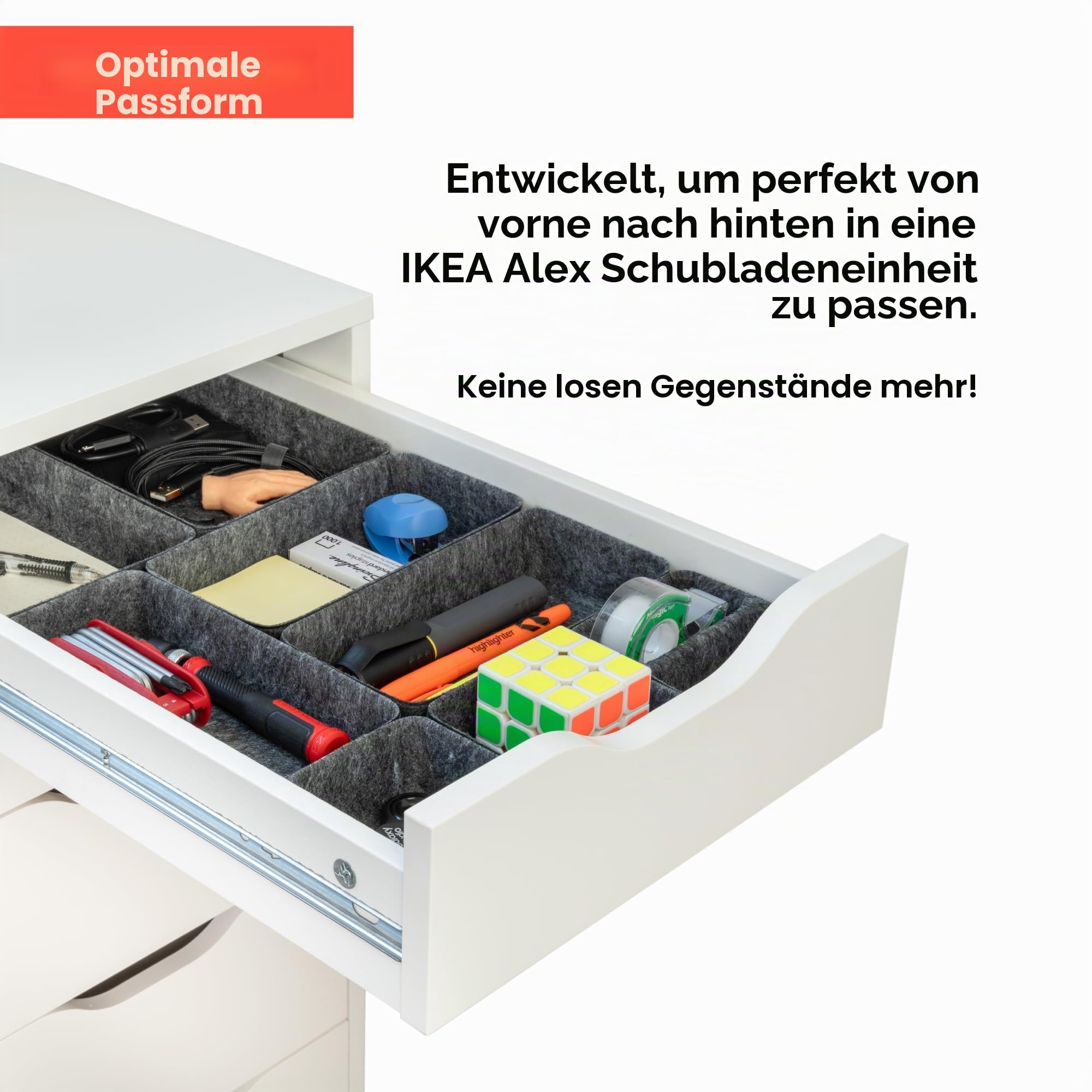 Rajas Waren-Schubladen-Organizer, kompatibel mit IKEA Alex, 10-teiliges modulares Filztablett-Organizer-Set, perfekte Passform (dunkel) Küche, Haushalt & Wohnen