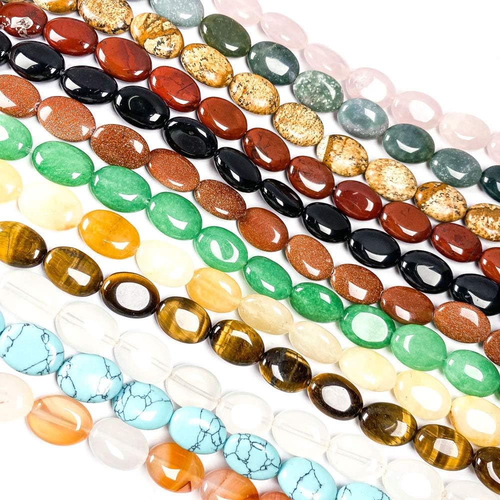 Natural Stone Beads Oval Shape Polished Black Agate Beaded for Jewelry Making Necklace Bracelet