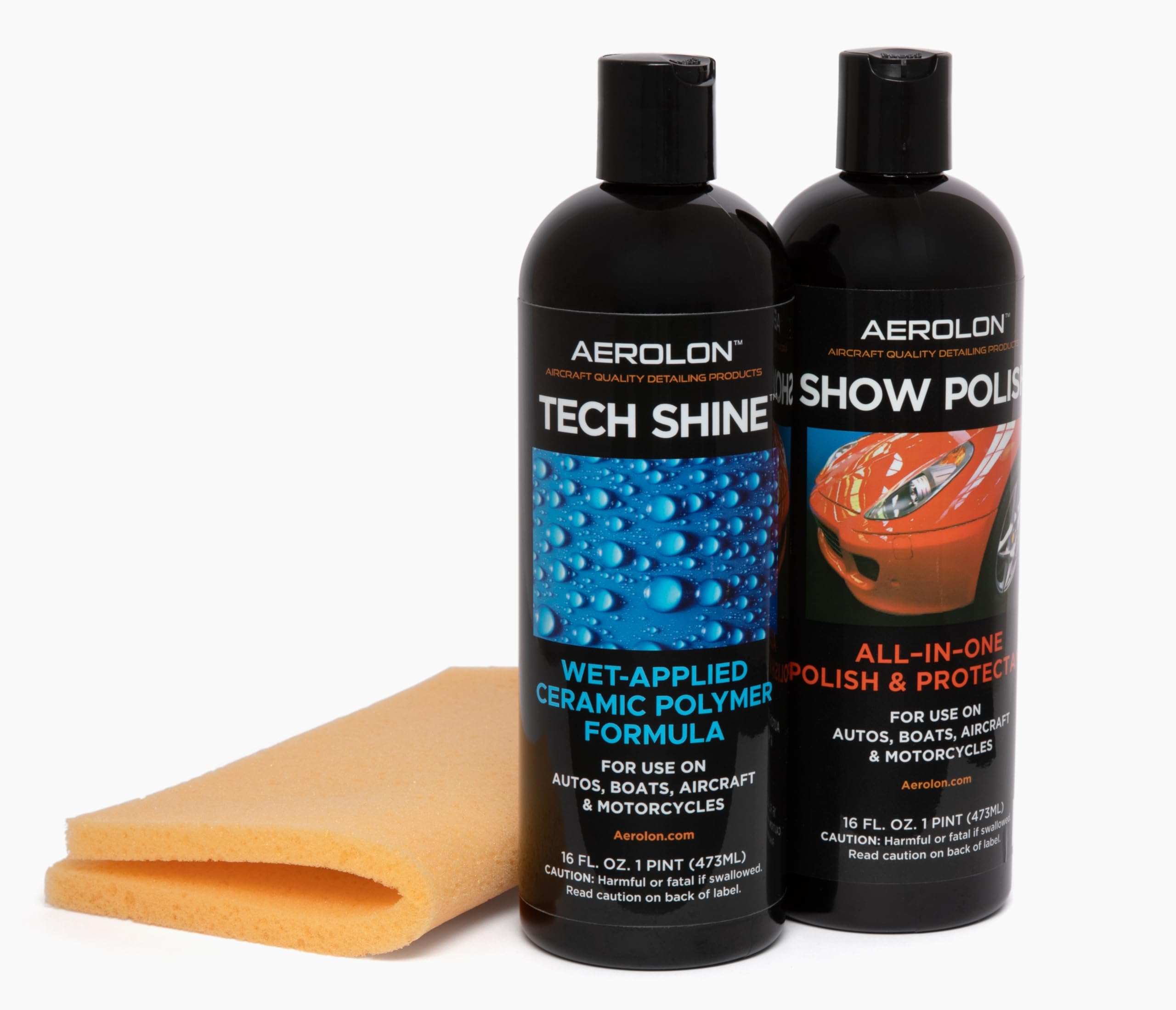 Detail Bundle: Tech Shine & Show Polish - Ceramic Coating for Cars, Liquid Car Wax, Car Polish, Ceramic Polymer Coating, Hydrophobic Top Coat Polish and Sealer, Base Coat Sealant, Applicator