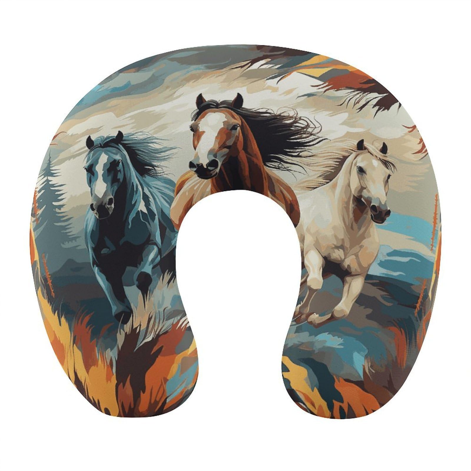 Btcowzrv Style Running Wild Horses U Shaped Neck Pillow Travel Pillows