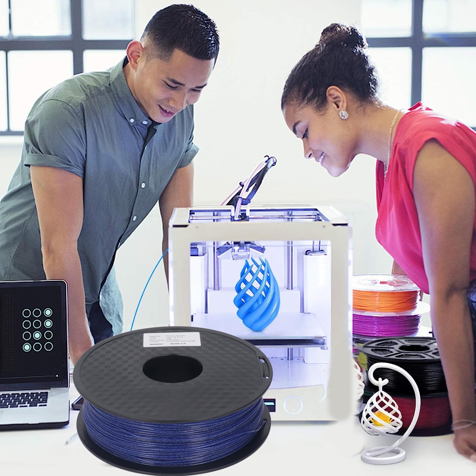 Filament do drukarki 3D 1,75 mm błyszczący, musujący niebieski, mocny, gładki jedwabny materiał eksploatacyjny PLA dla entuzjastów i profesjonalistów druku 3D