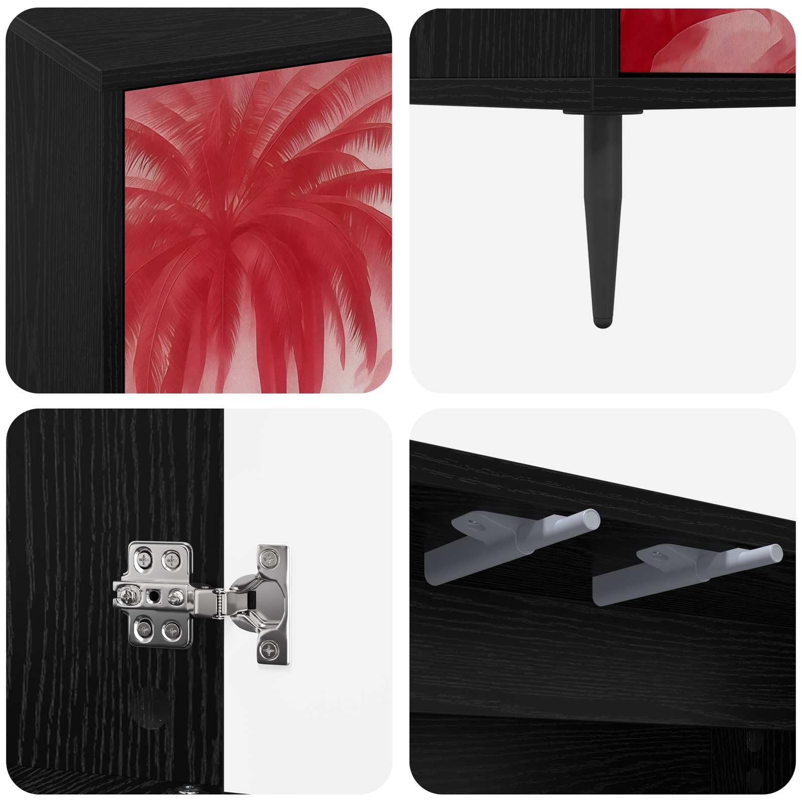 Credenza Aachen, rovere nero, 102 x 33 x 76 cm