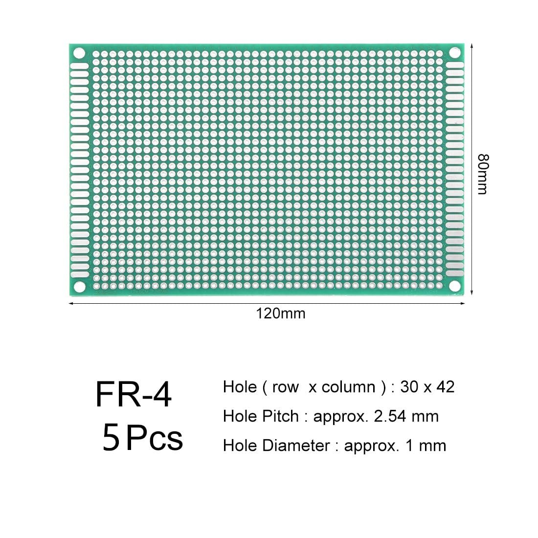 Oiyagai 5 Pezzi PCB Universale 8×12 cm Doppia Faccia – Basetta Millefori in Rame FR4 per Saldatura, Test, Prototipazione e Progetti Elettronici Fai-da-Te