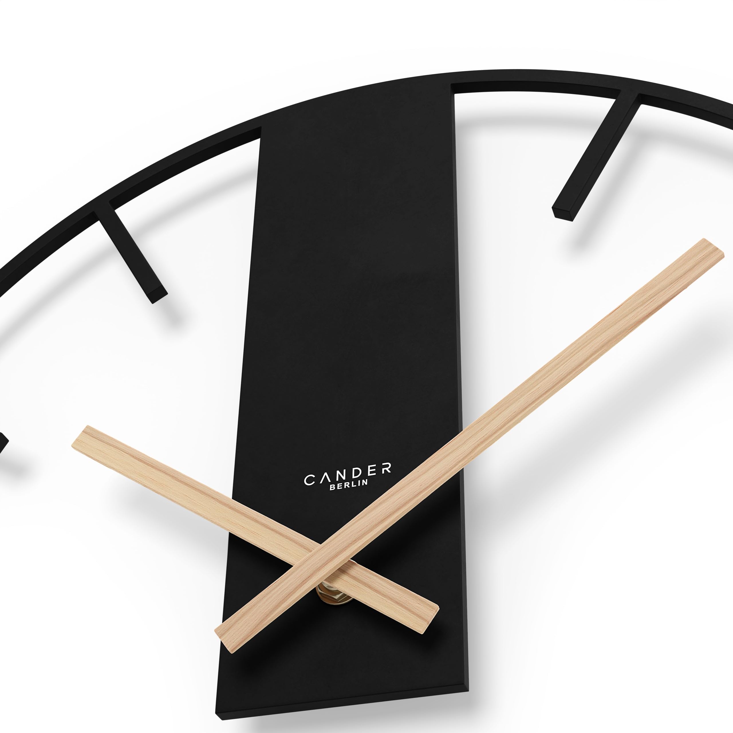 Cander Berlin Juna XXL Vintage Wanduhr lautlos 40 cm MDF Holz-Zeiger ohne Tickgeräusche groß modern schwarz Wohnzimmer Küche