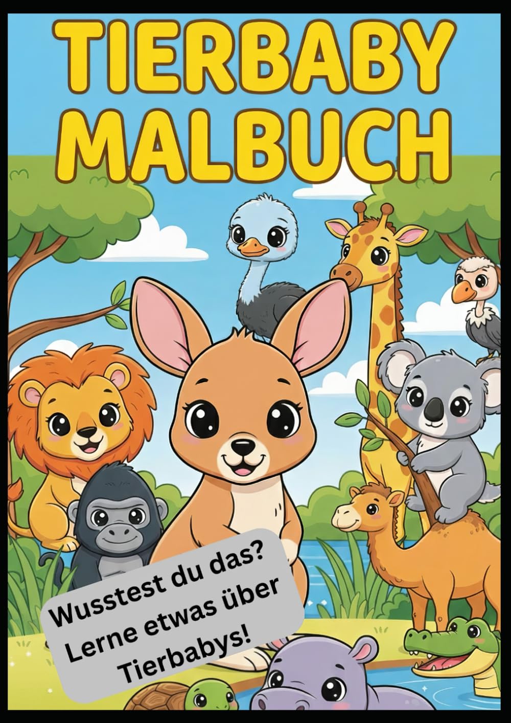 Tierbaby-Malbuch: Süße Tiere aus aller Welt zum Ausmalen und Lernen: Mit spannenden Fakten und Suchspiel für Kinder ab 3 Jahren