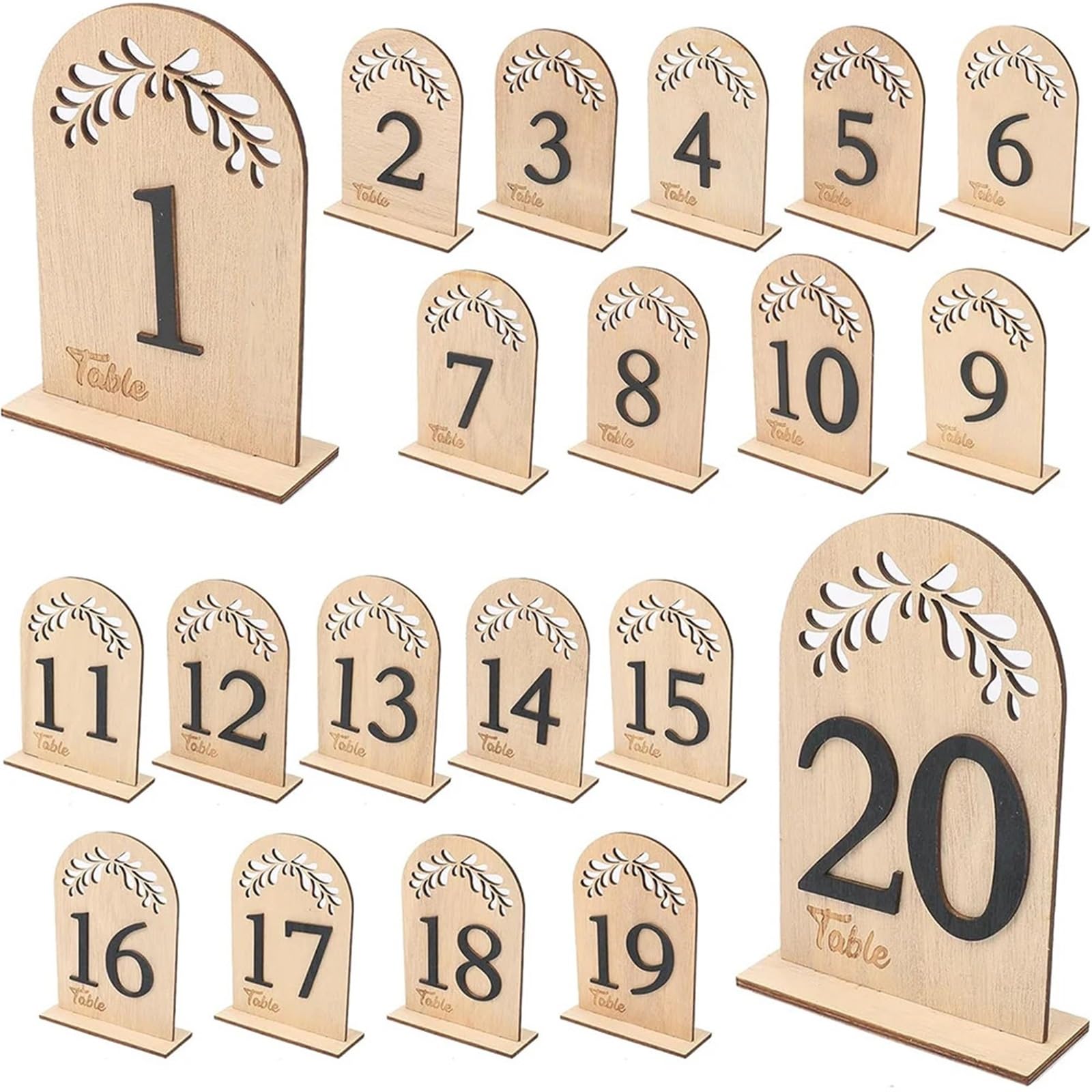 Genérico Portanúmeros de mesa Soporte de números mesa madera for boda, 1-30, con Base soporte for recepción , despedida soltera, banquete, decoración restaurante(Number 21-30)