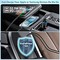 Vista 6 de [Apple MFi Certified] iPhone Fast Car Charger, Rombica 52.5W USB-C PD&QC3.0 Car Power Cigarette Lighter USB Charger Adapter with 2Pack Lightning