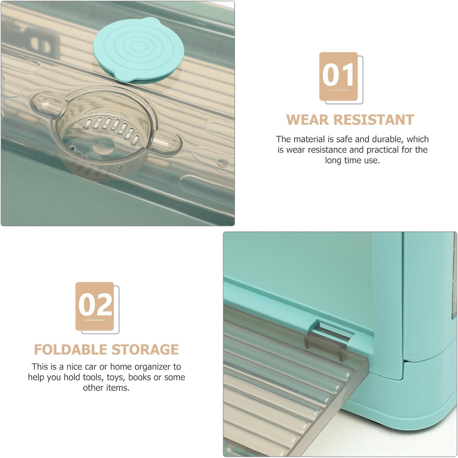 Large Foldable Outdoor Storage Box Trunk Organizer with Striped Design Blue Plastic Sundries Container for Vehicle and Home Organization