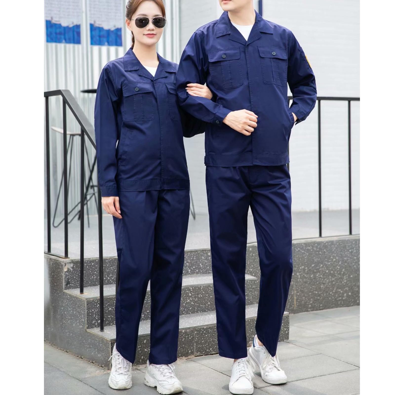 Mens Zip Up Coverall Para Mujer Camisa De Trabajo De Manga Larga Traje De Trabajo Con Bolsillos Múltiples