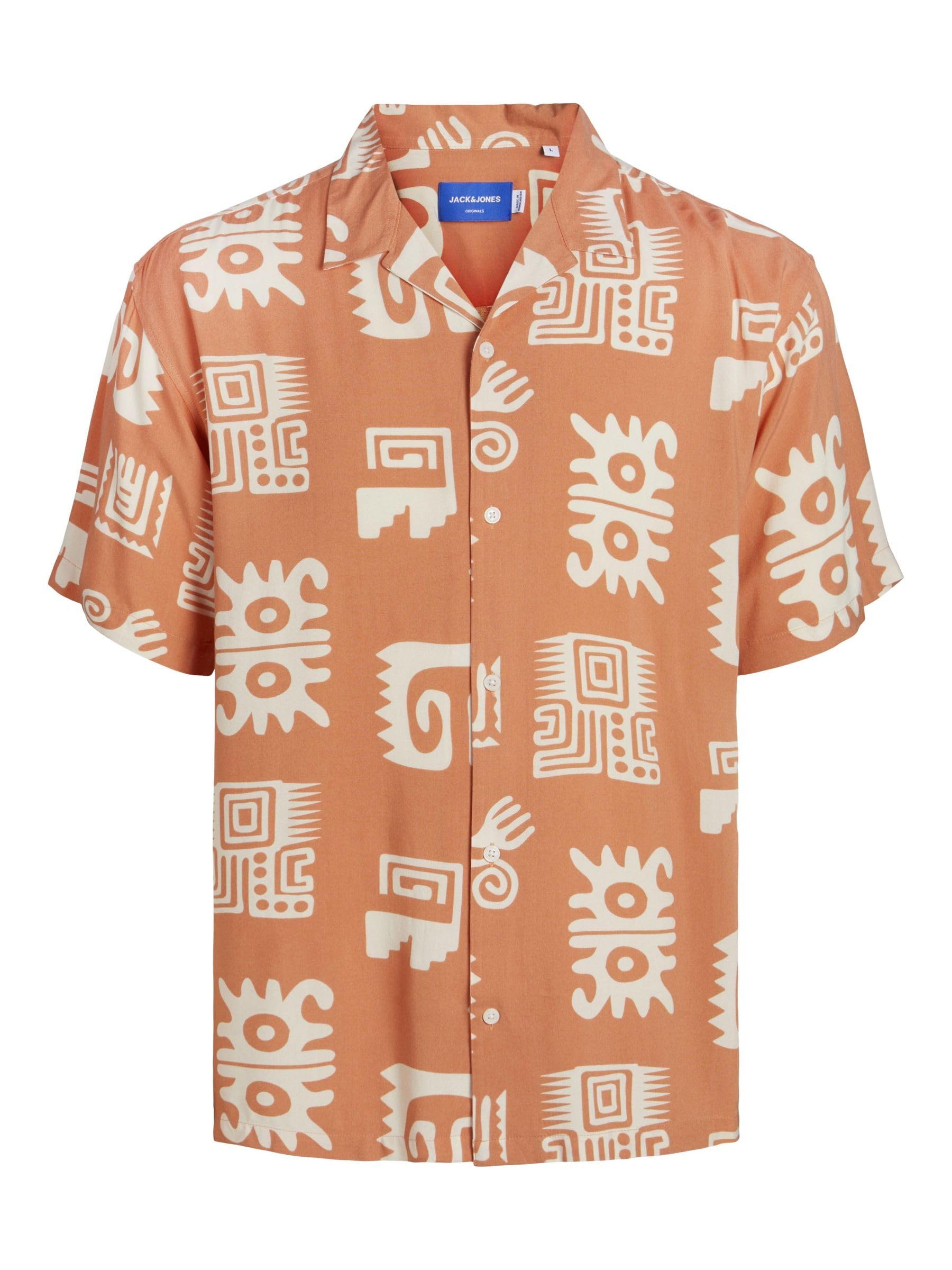 JACK & JONES Jorluke Ocean Resort Shirt SS, Carnelian, L