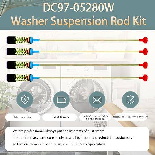 Miniatura 6 de Las varillas de suspensión para lavadora DC97-05280W reemplazan a DC97-16350U DC97-16350E DC97-16350C DC97-16350J DC97-16350D DC97-05280H