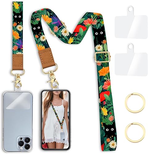 Miniatura 30 de Cordón cruzado para teléfono celular con correa para la muñeca, cordones de tortuga marina para alrededor del cuello, muñequera con correa ajustable