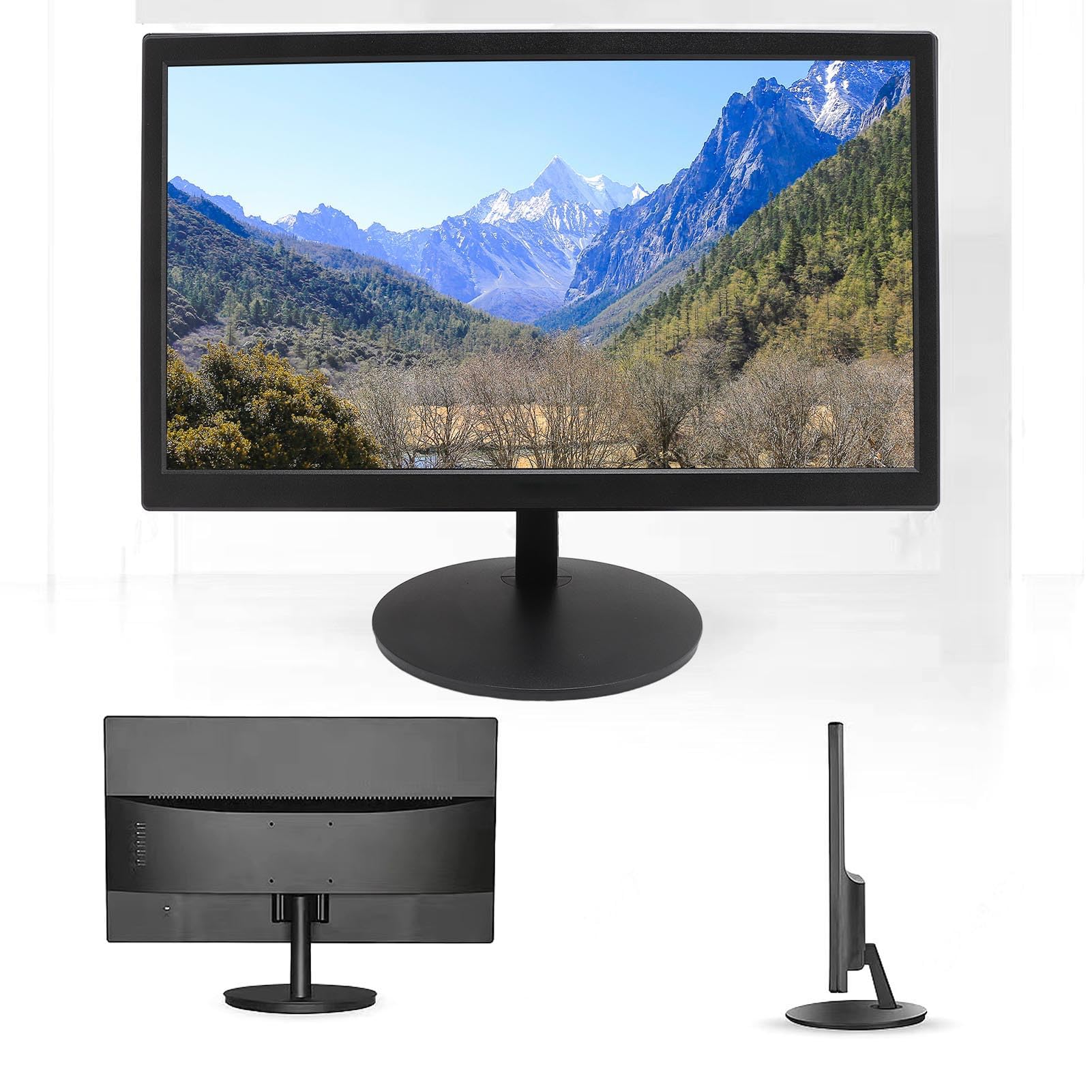 SENECESLI Monitor LED, 20-calowy Ultracienki Monitor Stacjonarny 1600x900 60 Hz z portami HDMI VGA, mocowaniem VESA 75 * 75mm do komputerów stacjonarnych, laptopów i gier biurowych (wtyczka UE)