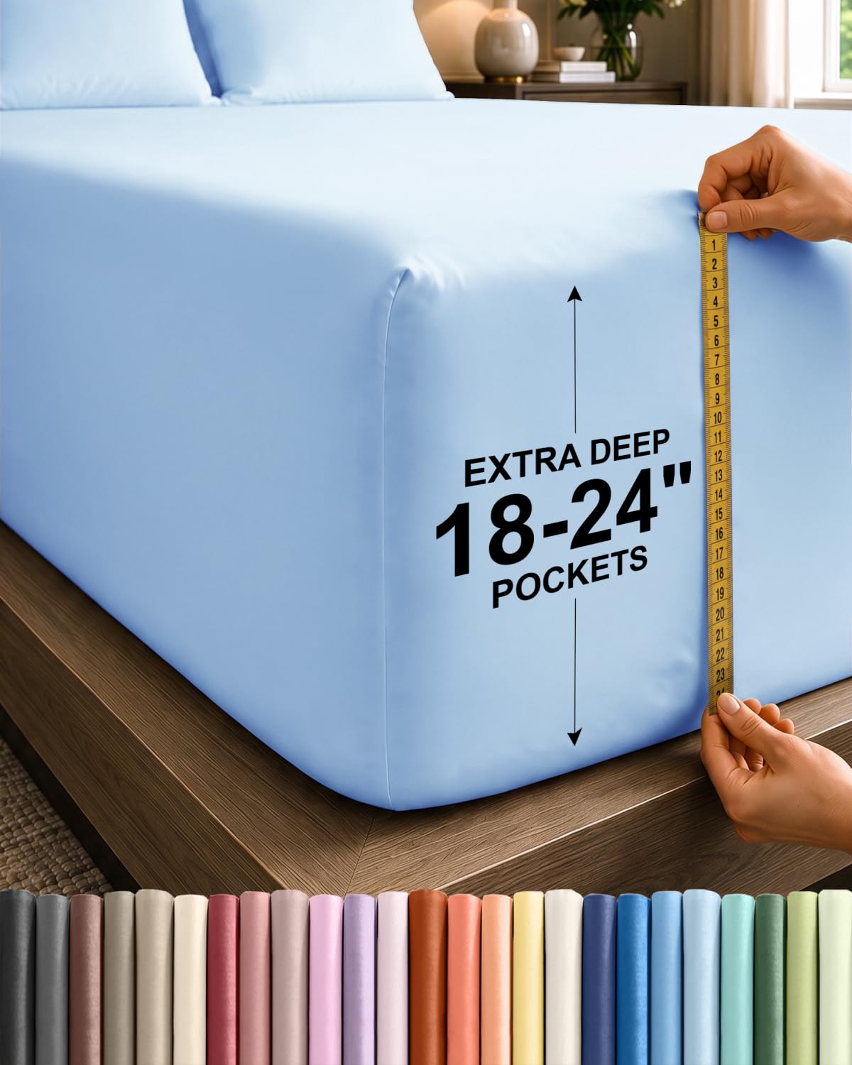 CGK Extra Deep Twin Single Fitted Sheet Only - Light Blue