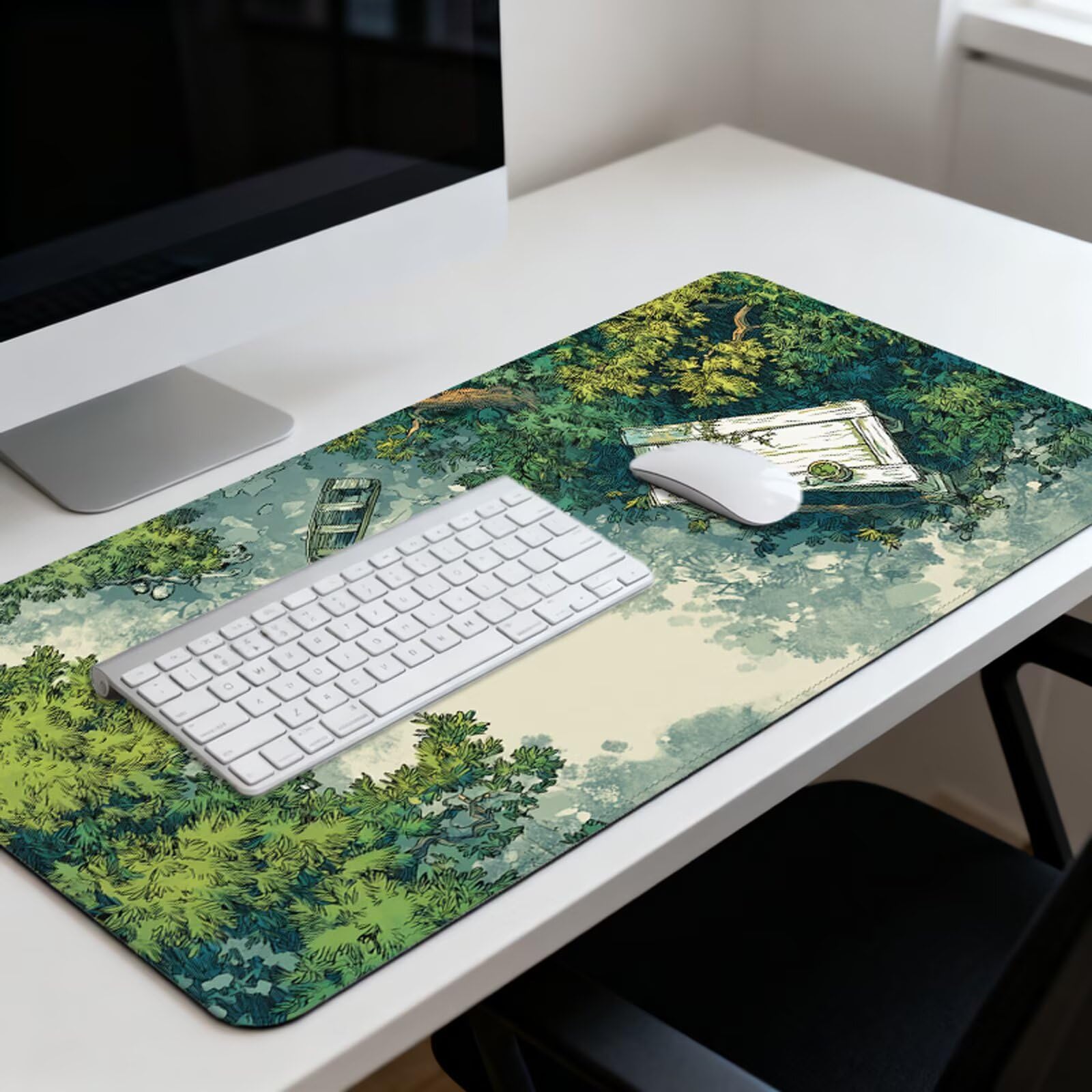 Zielona podkładka pod mysz XXL 1200 x 600 mm duża antypoślizgowa podkładka pod mysz do gier akcesoria biurowe, wodoodporna podkładka pod mysz z zamykaną krawędzią do biura, domu i pokoju zabaw