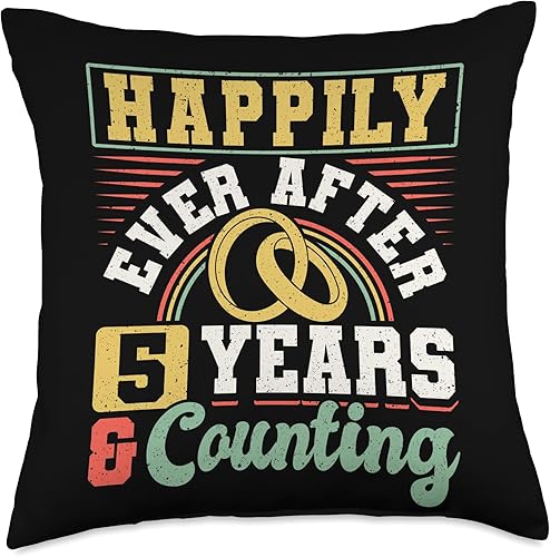 Miniatura 4 de 5th Wedding Anniversary Happily Ever After 5 Years and Throw Pillow, 16x16, Multicolor