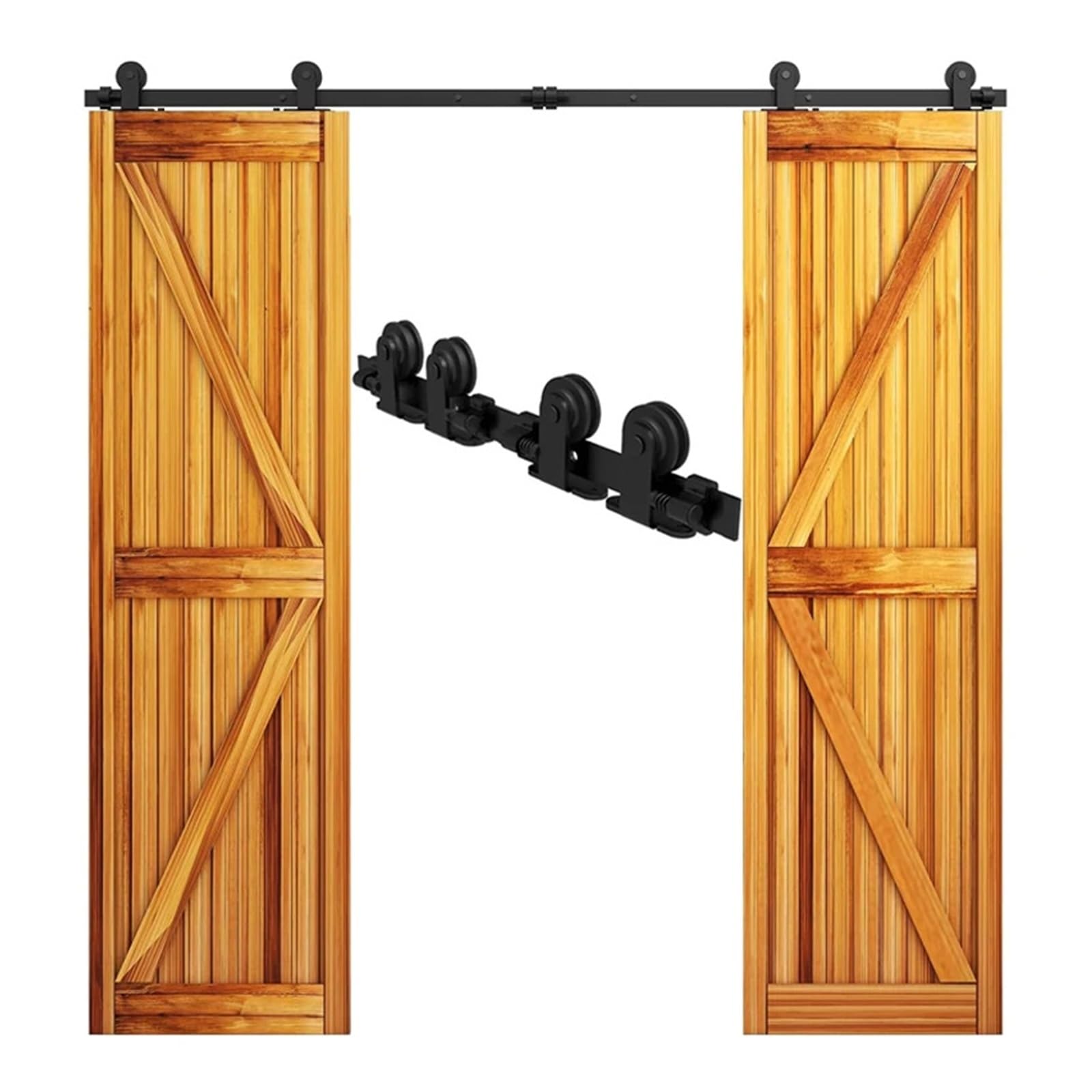 Kit de rieles for puertas corredizas madera granero 4 a 10 pies, herrajes for armarios, sistema for dobles(6.6FT 122cm Rail Kit)