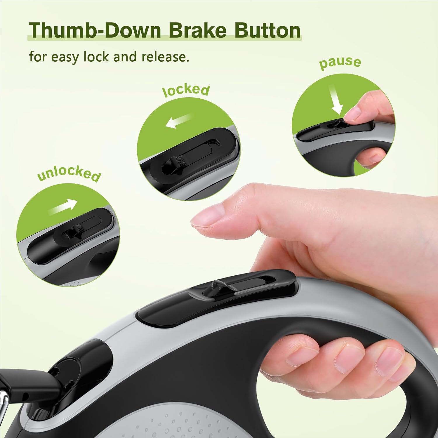 Pecute Extendable/Retractable Dog Leash, 8 Metres, Grey Straps with Reflective Bands for Daily Dog Walks|Dogs Accessories 7