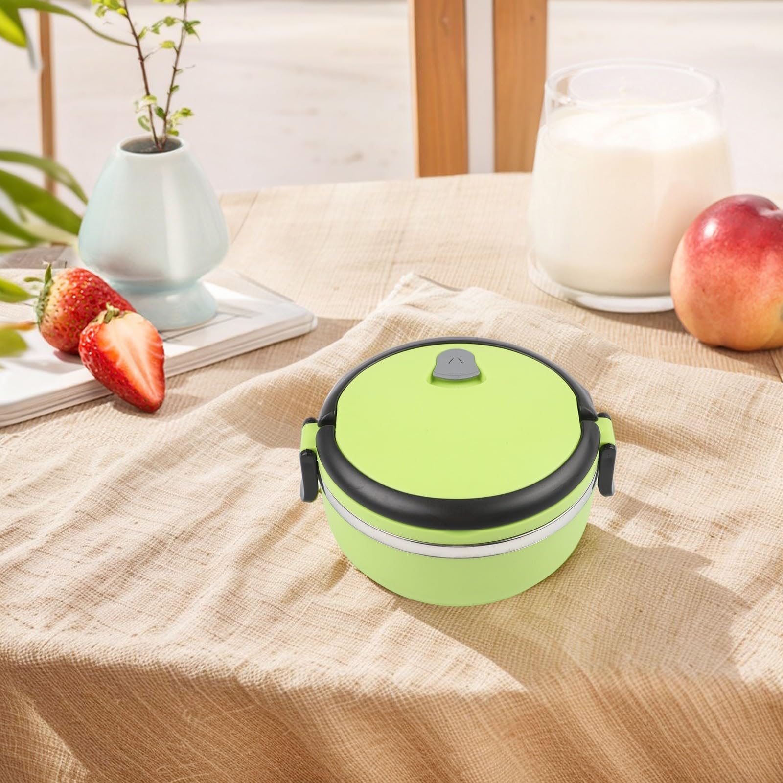 Lonchera de acero inoxidable aislada, contenedor térmico de alimentos de 700 ml con exterior de polipropileno y acero inoxidable 304, ideal para oficina y viajes