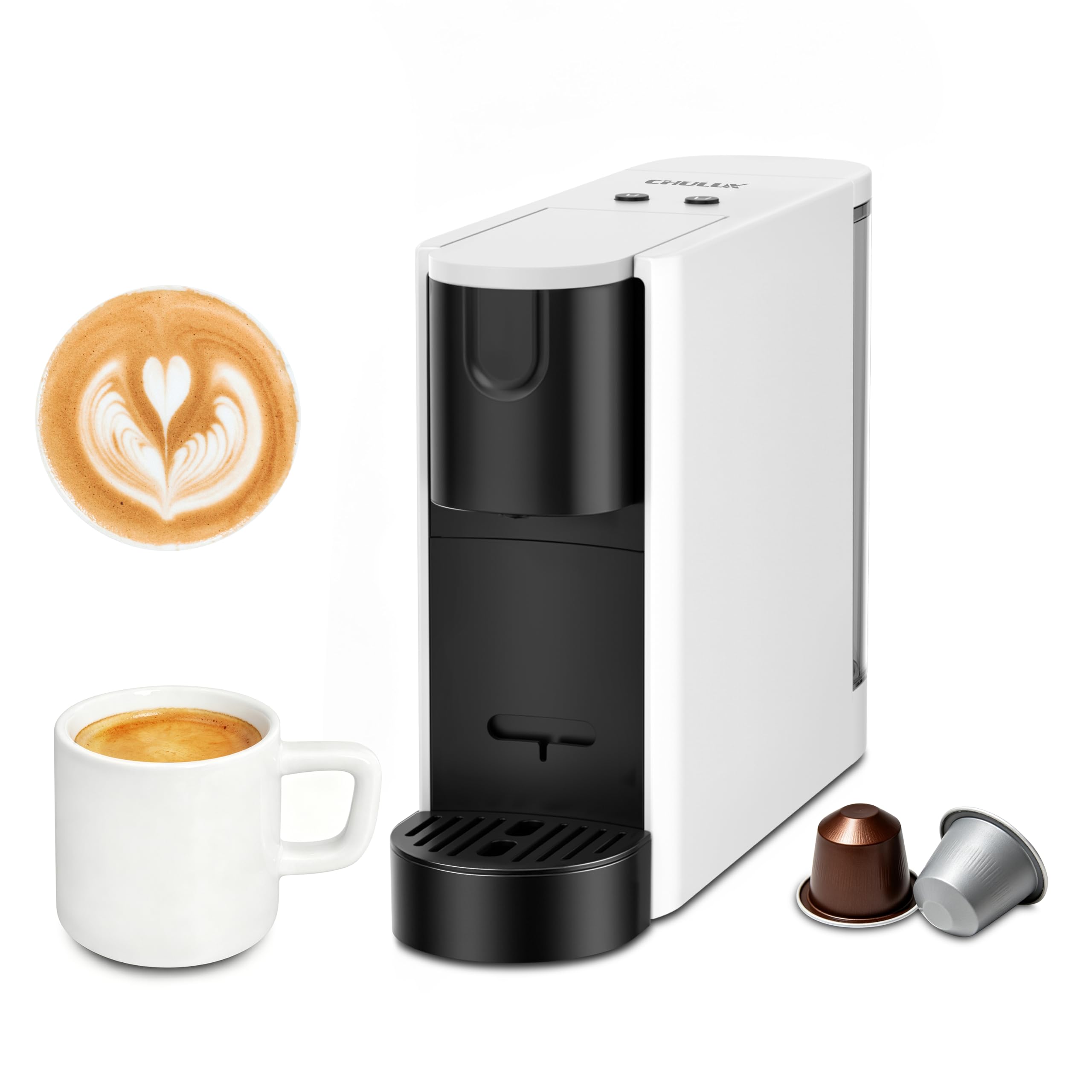 Photo 1 of CHULUX RectoCafé Espresso Machine for Nespresso Original Capsule Pod, 20 Bar Professional Italian Pump Coffee Machine, Extra Mini Espresso Maker for Home & Office, White