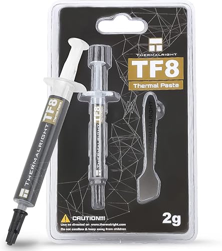Thermalright TF8 Pasta de compuesto térmico de alto rendimiento 0.07 oz, 13.8W/mK, alta durabilidad, para todos los disipadores térmicos de enfriadores de CPU, con herramienta de aplicación (TF8 0.07 oz)