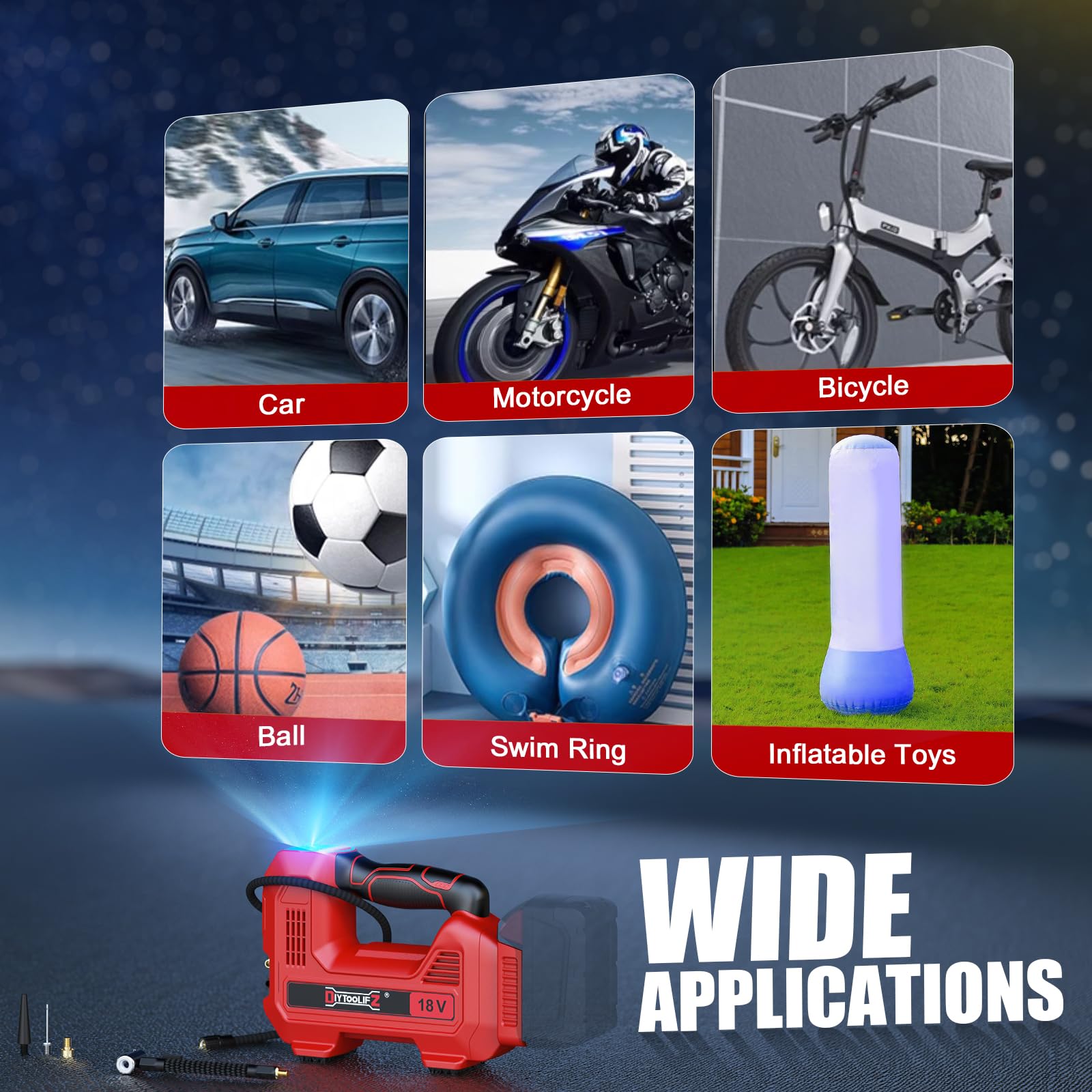 Cordless Tire Inflator - 160PSI Portable Air Pump -5 Cordless Tire Inflator - 160PSI Portable Air Pump -5