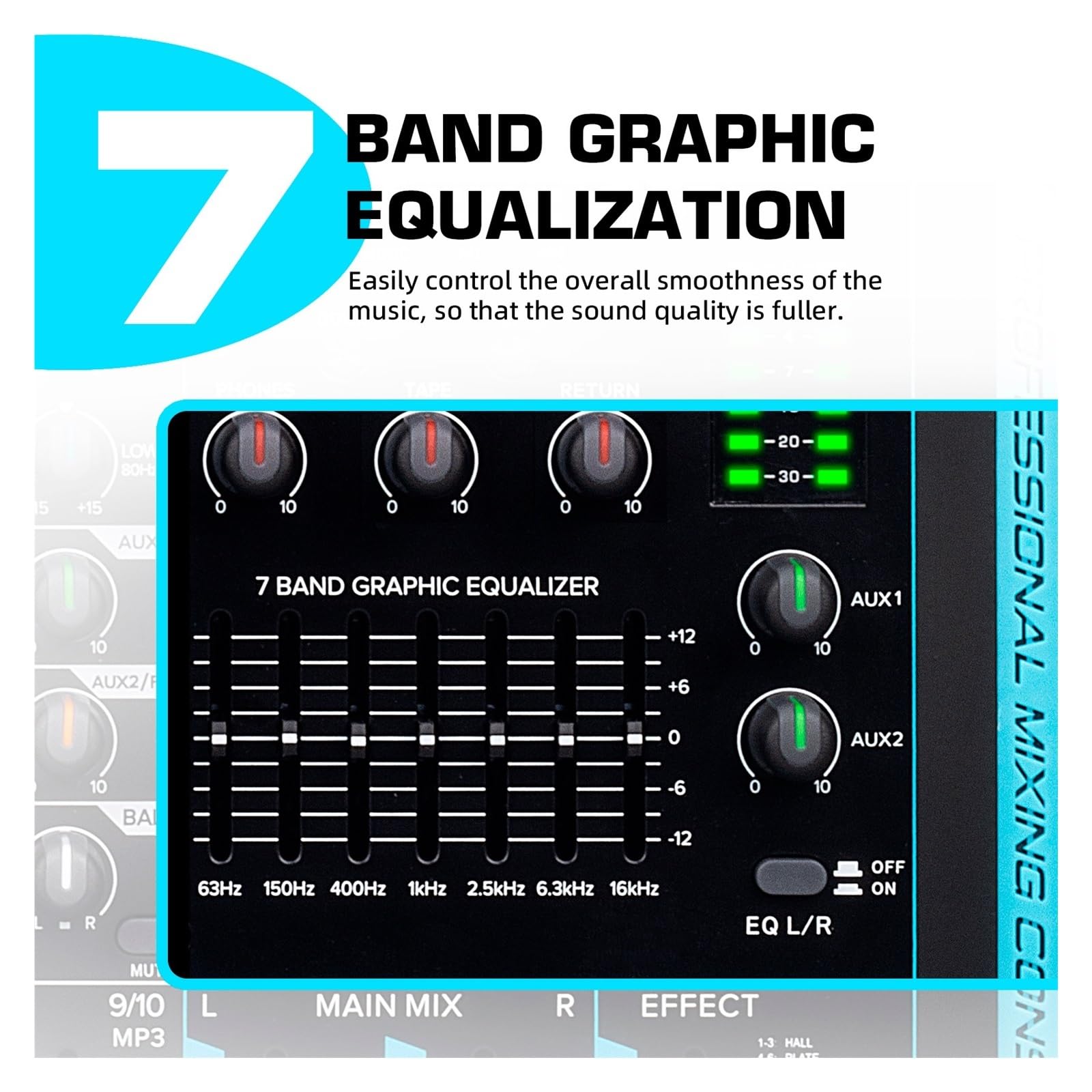 Mixer per DJ, 10 canali 99 DSP Mixer DJ Controller Reverb Registrazione Mixaggio con Bluetooth 5.0 Prestazioni Professionali