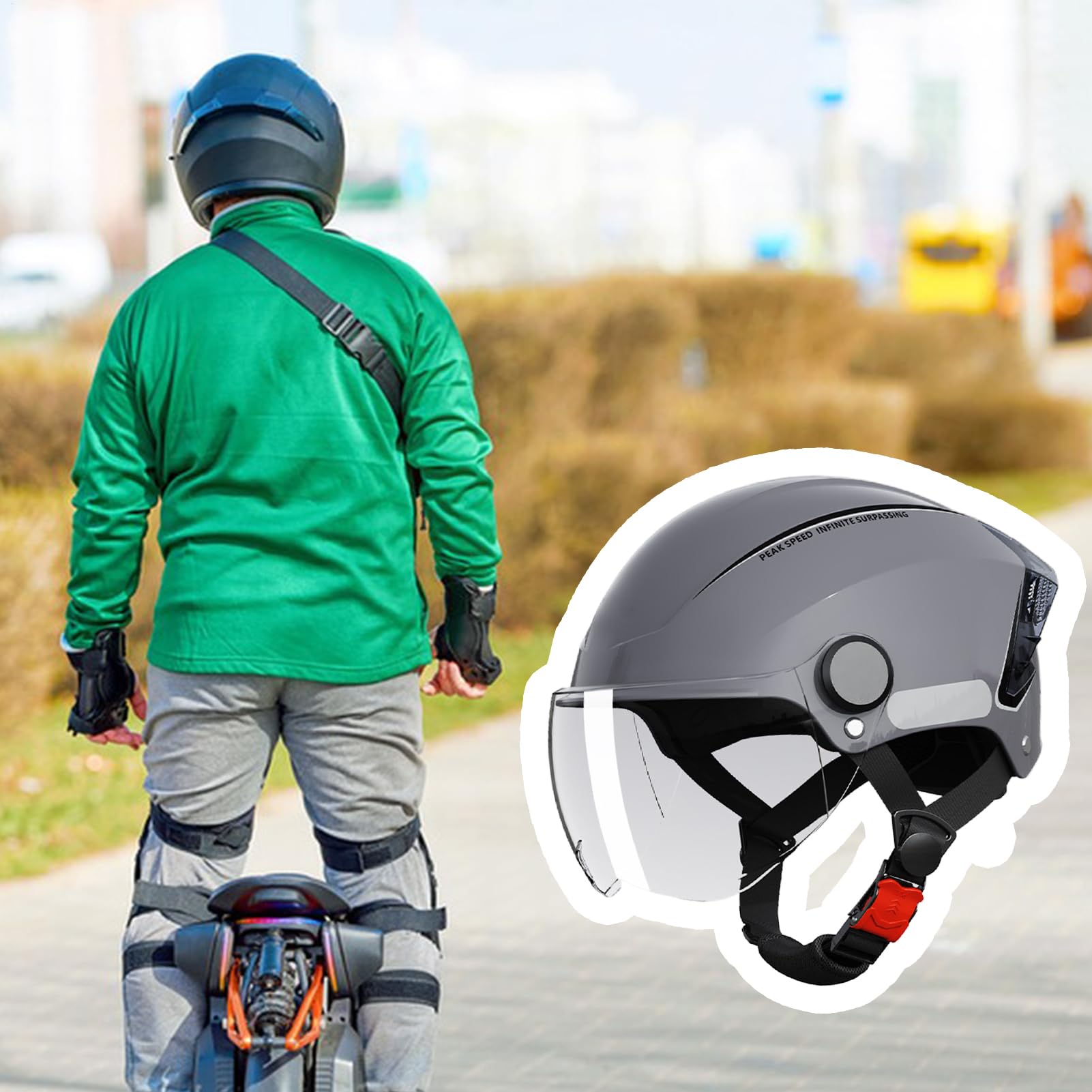 Casque Vélo Électrique Adulte ABS Avec Visière - 54-62 Cm - Protection Choc & Confort Respirant