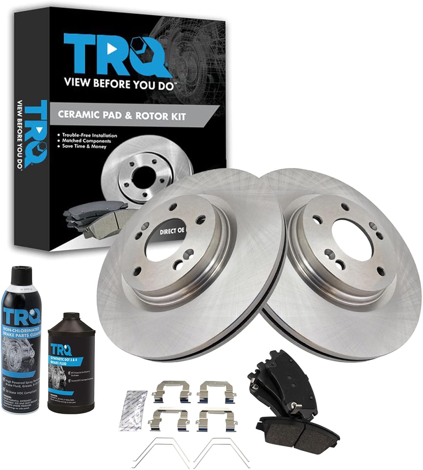 TRQ Front Brake Pad & Rotor Kit Brake Chemical Kit Brake Pads Brake Rotor Ceramic Compatible with 2017-2020 Hyundai Elantra 2016-2021 Tucson 2017-2021 Kia Sportage