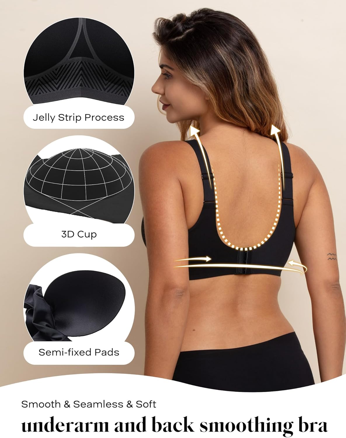 COMFELIE Wireless Seamless Support Bralette Ultra-Comfort Sleep T-Shirt Bra for Large Breasts - Image 3