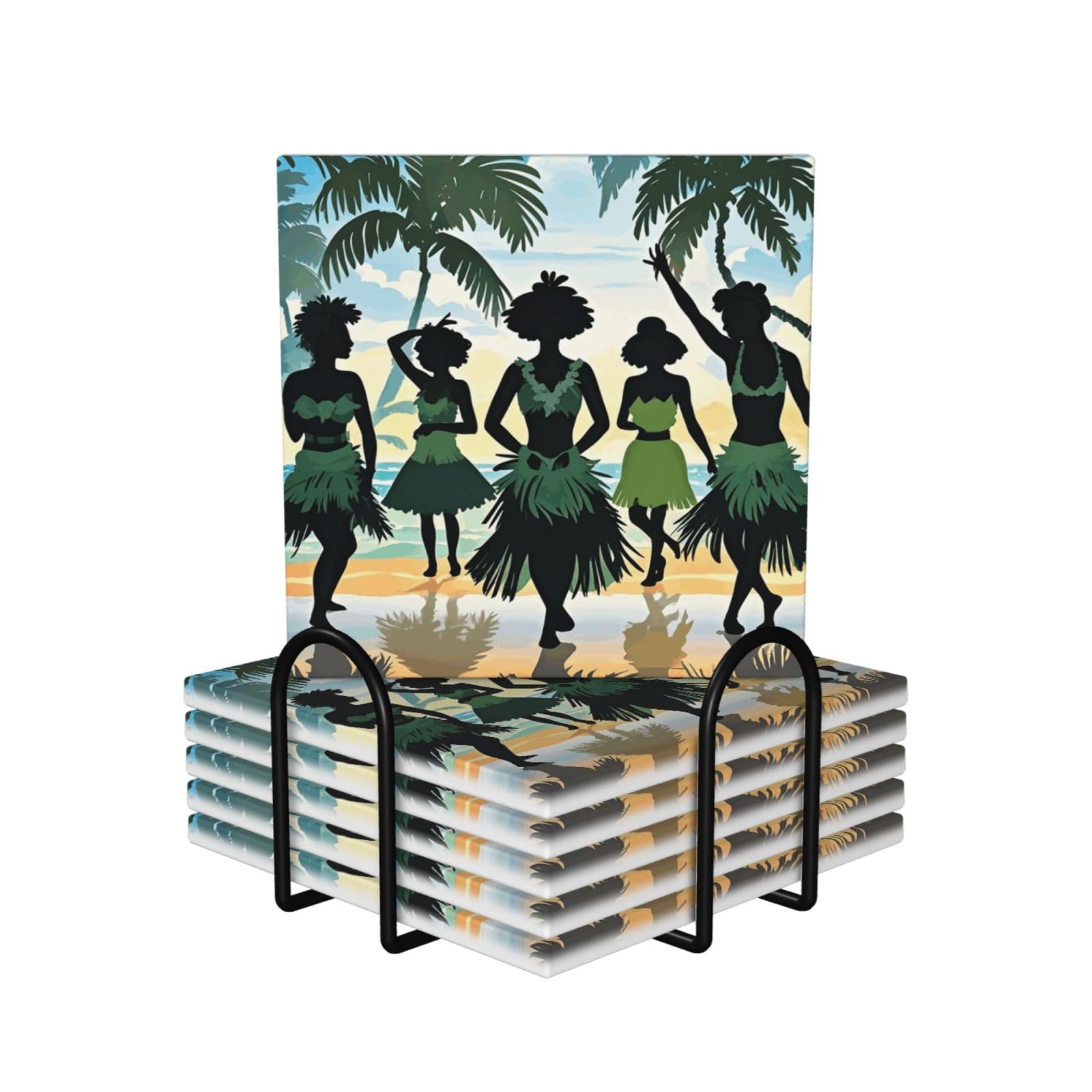 Dessous de verre absorbants hawaïens en céramique et liège anti-rayures