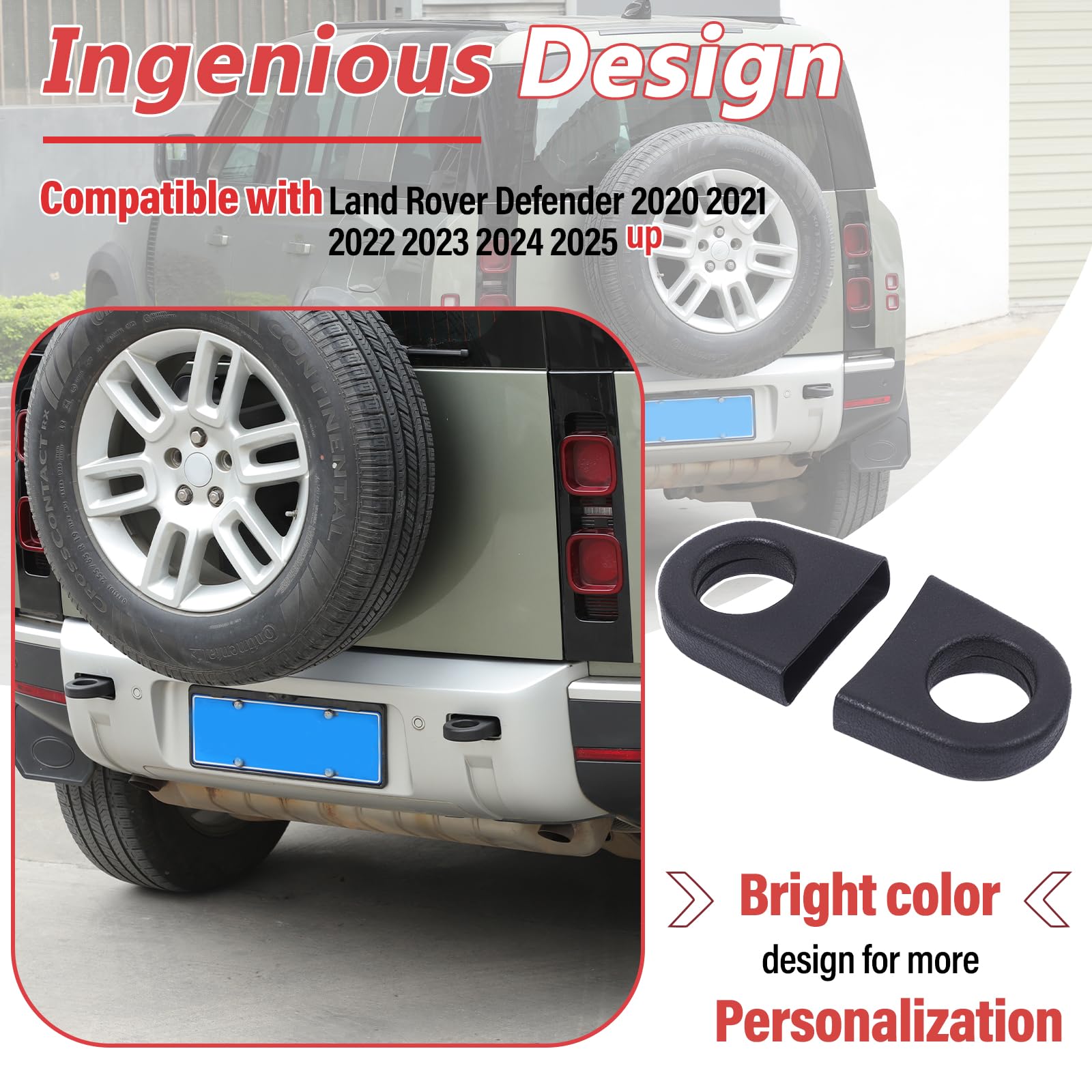 2 fundas de anillo de gancho de remolque compatibles con LR Defender 90 110 130 2020-2025, cubierta protectora de gancho de remolque de parachoques trasero de coche, accesorios exteriores