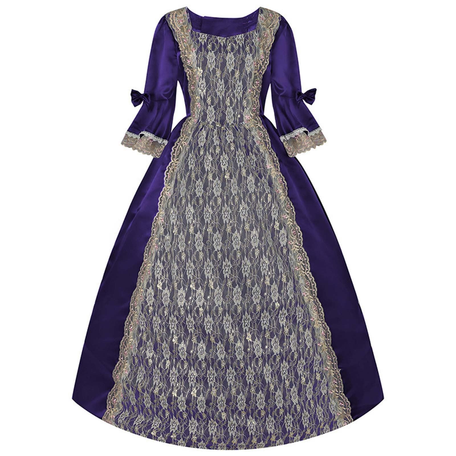 Robe Femme Coupe Ample et Fluide pour Un Style bohème Chic et Estival d'halloween Gothique en Dentelle féminine Longue à Grande Jupe avec Dentelle ajourée Style élégant Polyvalent pour Cosplay soirée