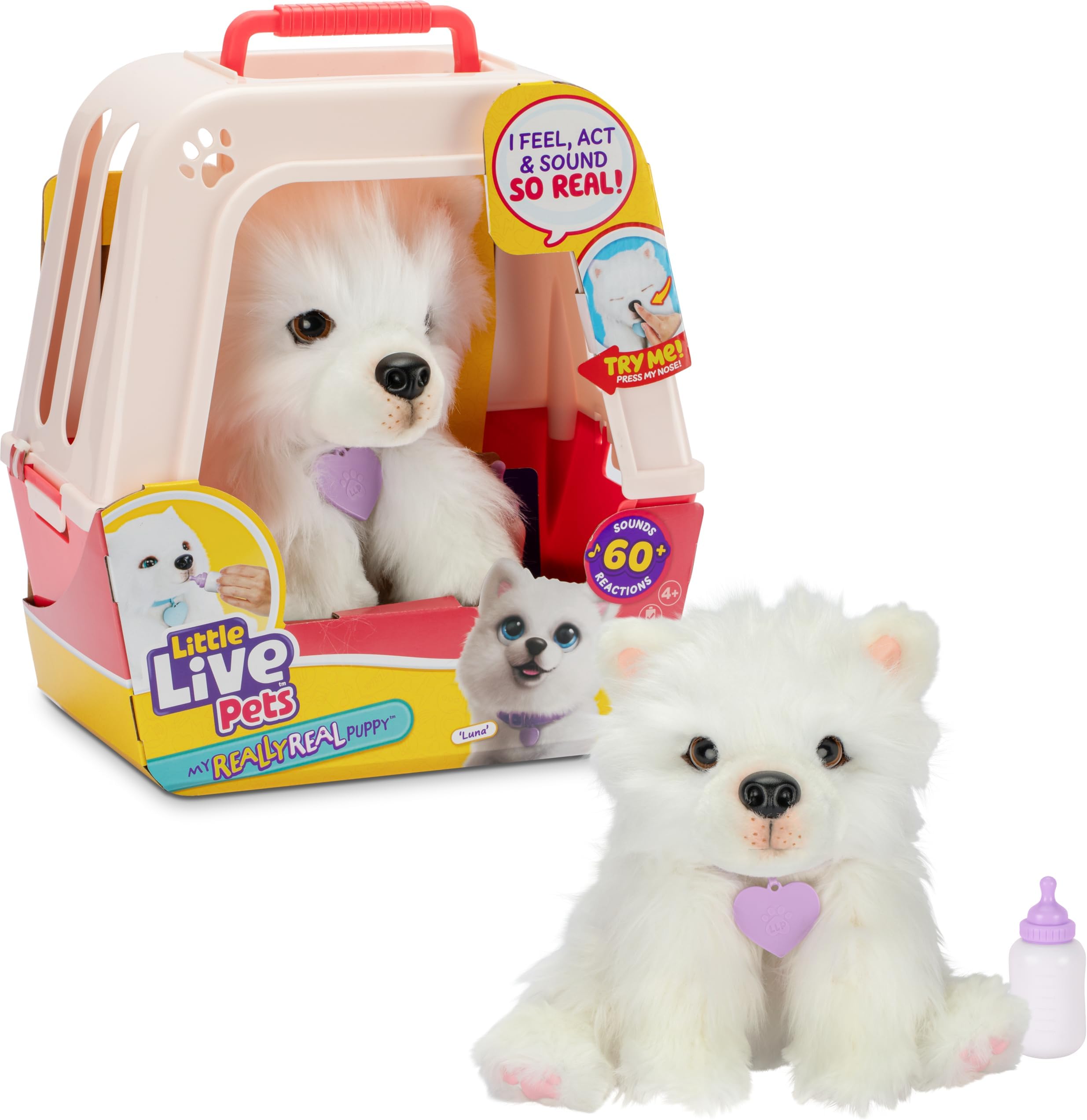 LLP Little Live Pets My Really Real Puppy - Luna The Samoyed Realistic Interactive Toy Puppy That Reacts To Your Touch 60+ Sounds and Reactions Soft Fur, Weighted Paws