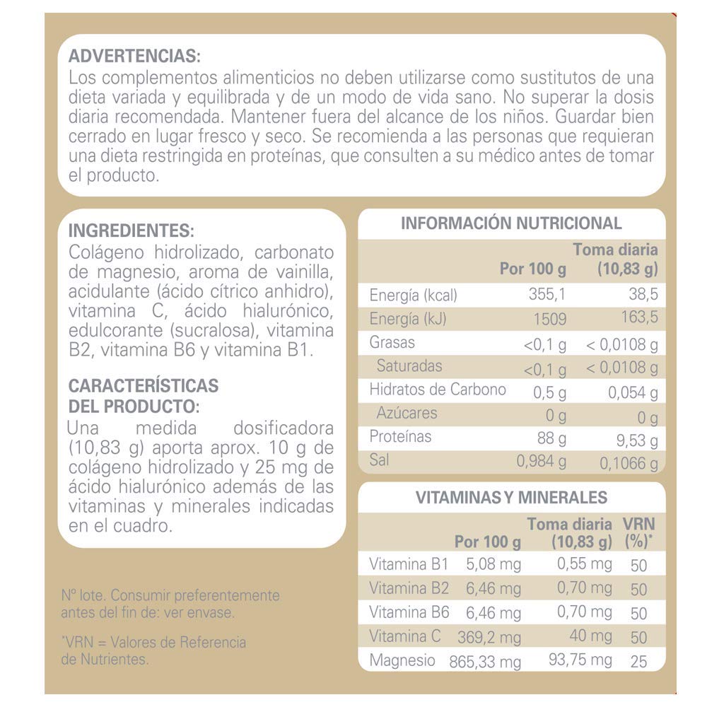 EPAPLUS Arthicare, Collagene + Magnesio + Acido Ialuronico, Collagene idrolizzato con Magnesio e Acido Ialuronico, Gusto Vaniglia a dissoluzione istantanea, Trattamento di 30 giorni, 325g
