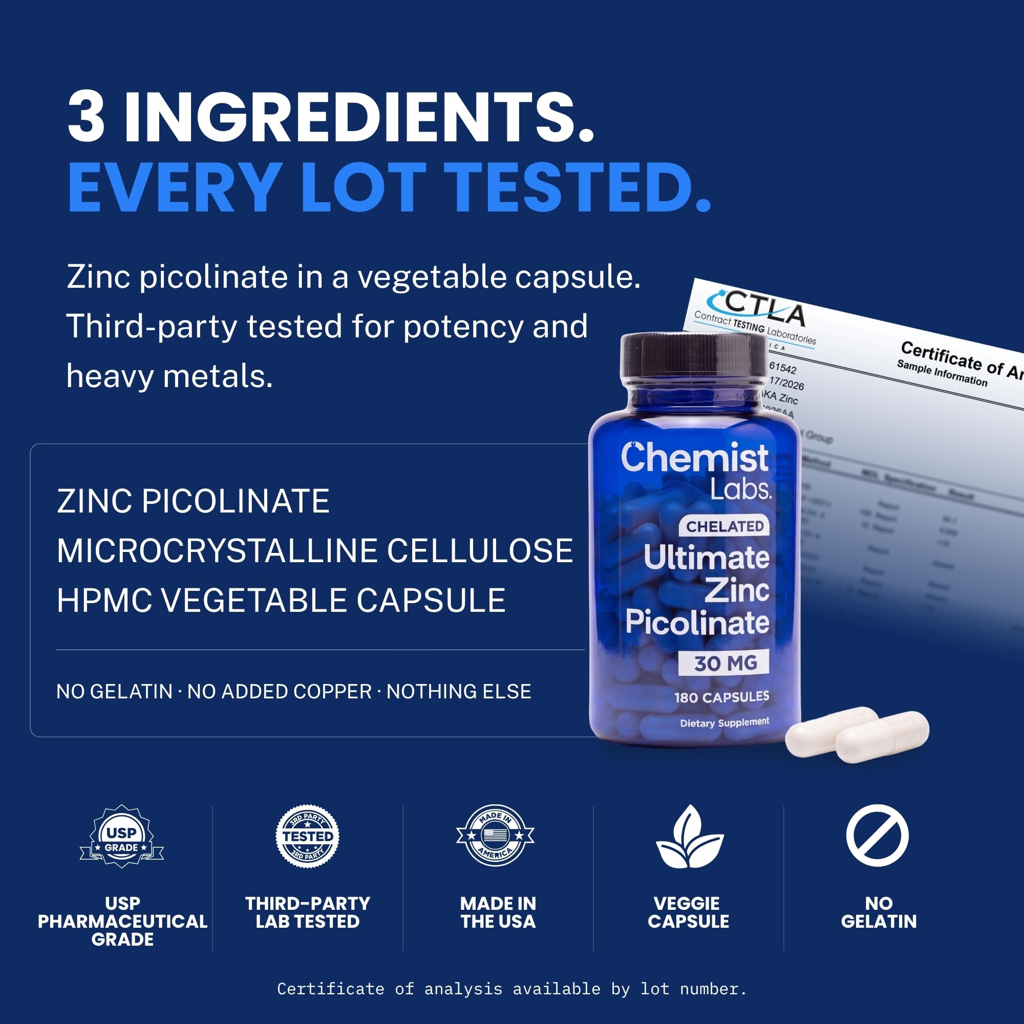 Zinc Picolinate 30 mg, 180 Vegetable Capsules, 6 Month Supply — Amazon image 4
