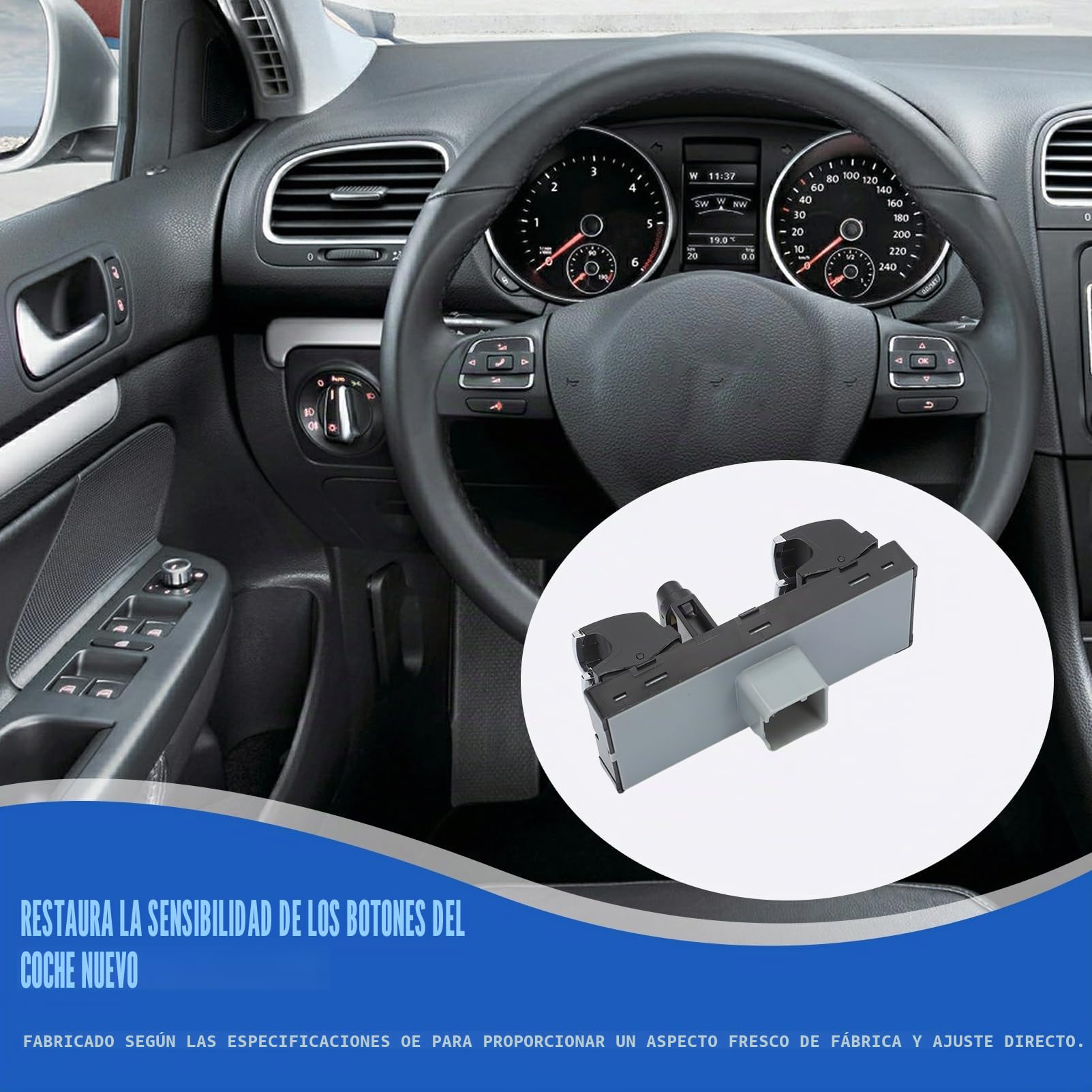 Interruptor Mando Elevalunas para Je-tta Golf,5ND959857,Electric Power Interruptor de Ventana de Coche para Polo Passat Caddy Tiguan Touran 5K4959857,Botonera Elevalunas Interruptor