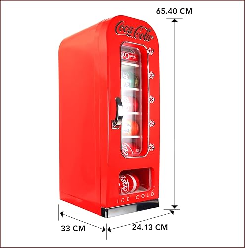 Miniatura 5 de Coca-Cola Retro Máquina expendedora estilo 10 latas mini nevera con ventana de exhibición enfriador de bebidas portátil ACDC para latas de refrescos