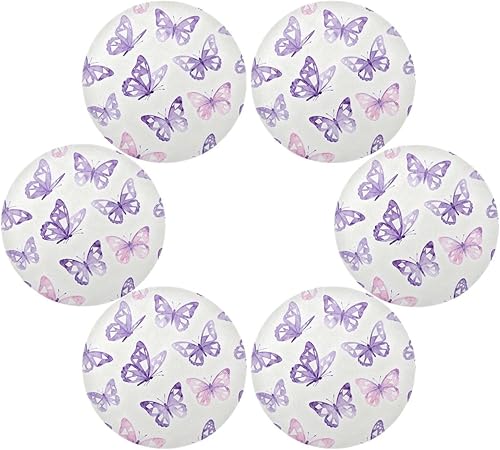 Miniatura 3 de Butterflies Purple and White Round Christmas placemats placemats Easy to Clean Waterproof Set of 4 15x15 in individuales para mesa de comedor