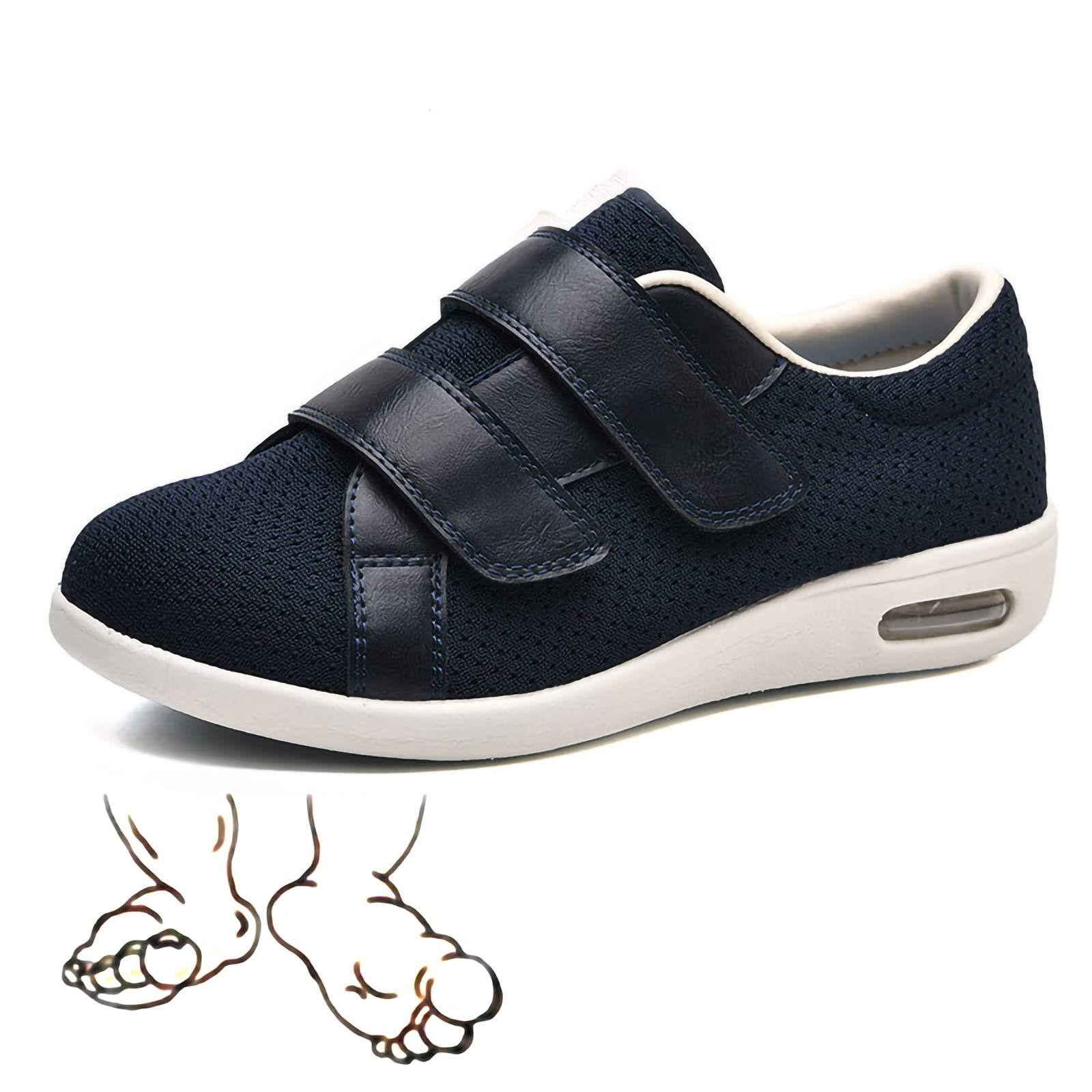 Scarpe diabetiche per Donna Uomo con Piedi gonfi Ampia vestibilità Edema Regolabile Comodo per Donna Uomo Scarpe da Passeggio diabetico Cuscino d'Aria Scarpe Slip-on Ortopediche