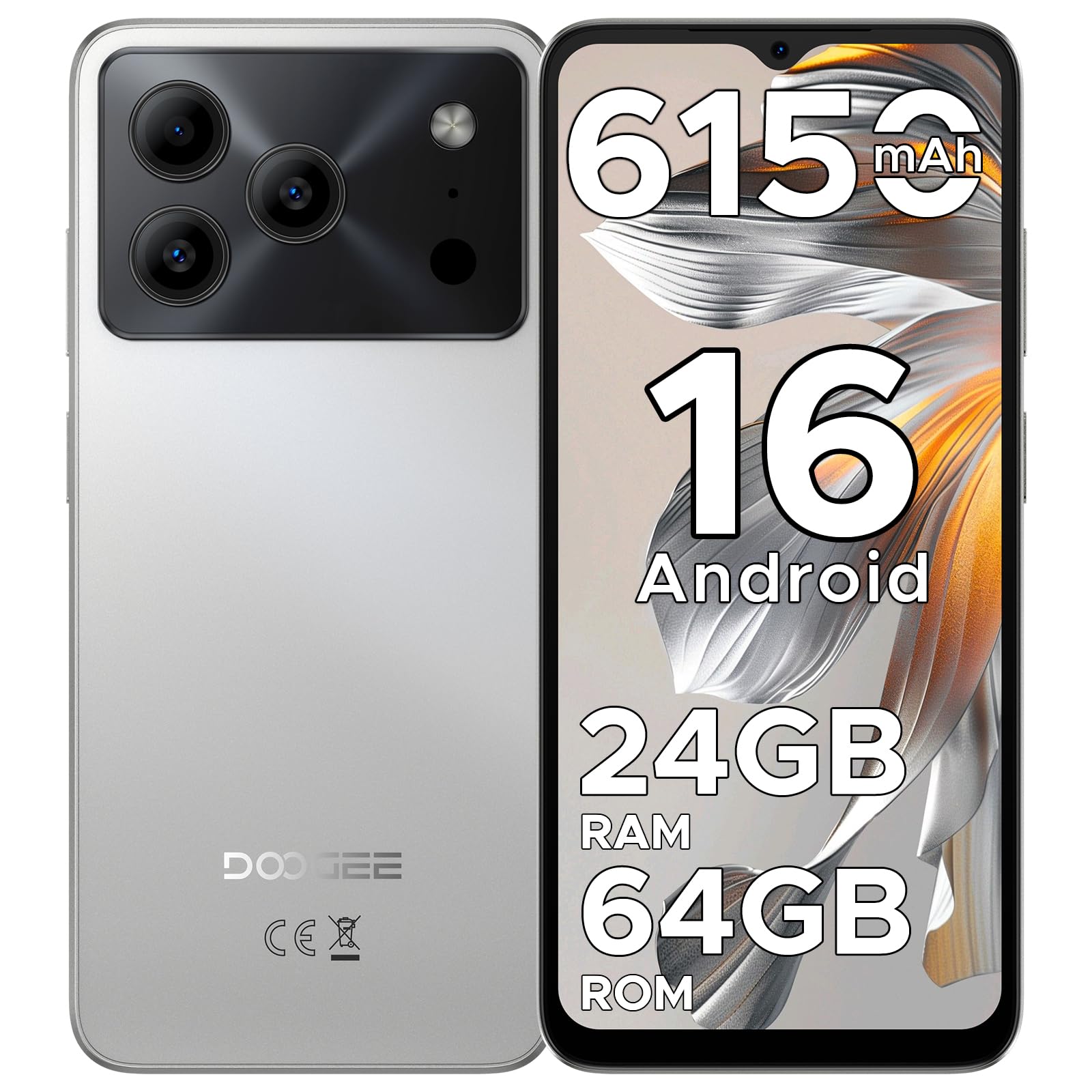 DOOGEE Note 56 Android 16 Smartphone Ohne Vertrag, 6150mAh Akku, 8