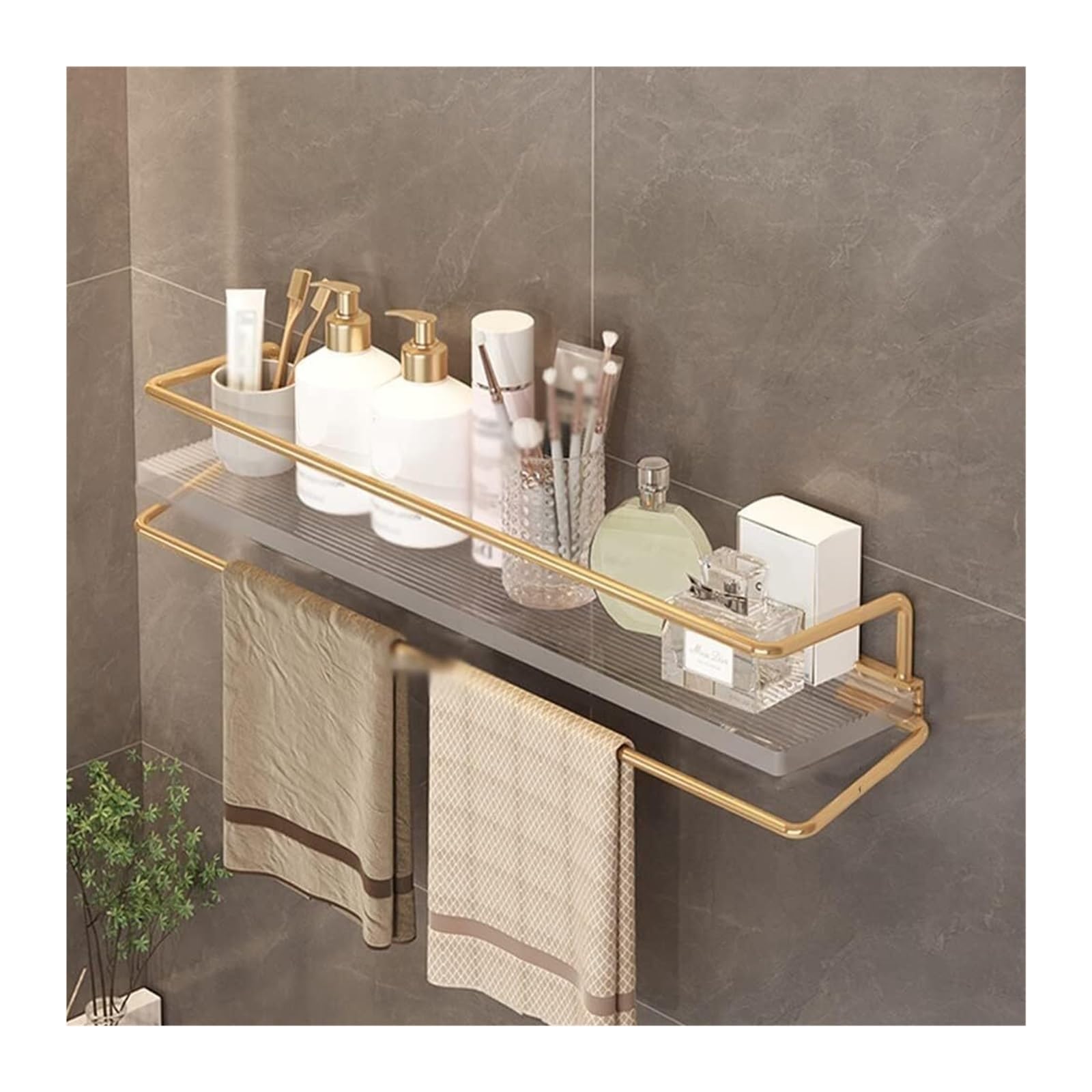 BTYQKZVPM Modern Acrylic Magazine Rack, Acrylic Floating Corner Wall Shower Shelf Towel Bar Clear Organizer 30-50cm(Sier,50cm)