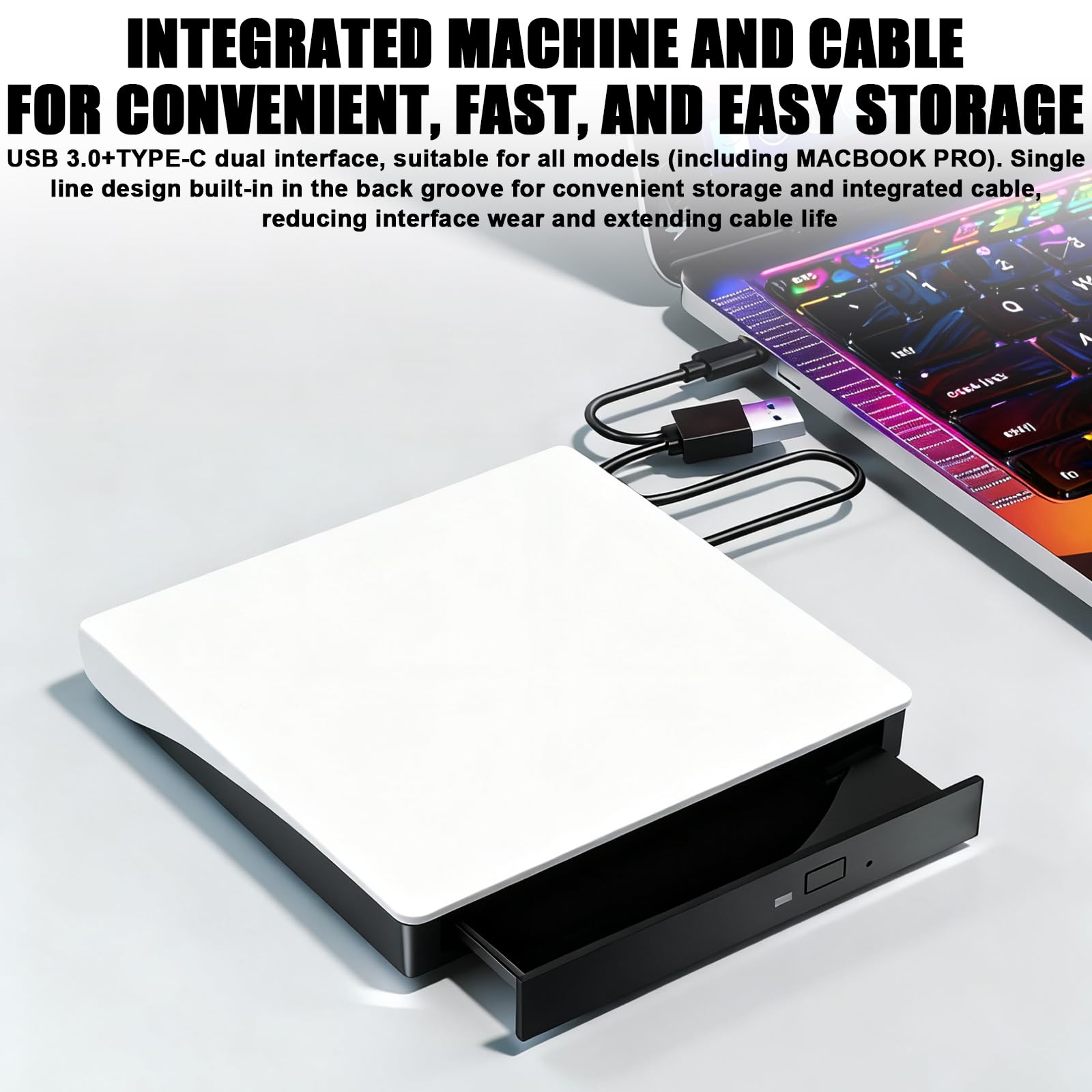 Unità DVD esterna CD USB 3.0 & Type-C, masterizzatore CD esterno DVD +/-RW ROM drive per computer portatile PC desktop CD-DVD Burner Reader unità esterne per Windows XP/Vista/7/8/10/11 Linux Mac OS