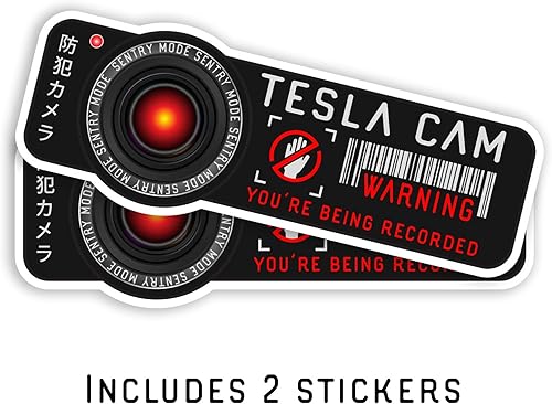 Miniatura 4 de Pegatina de advertencia de seguridad para Tesla Cam. Modelo 3, Y, X, S Sentry Mode Calcomanía gráfica para coche. Etiqueta engomada del coche modelo