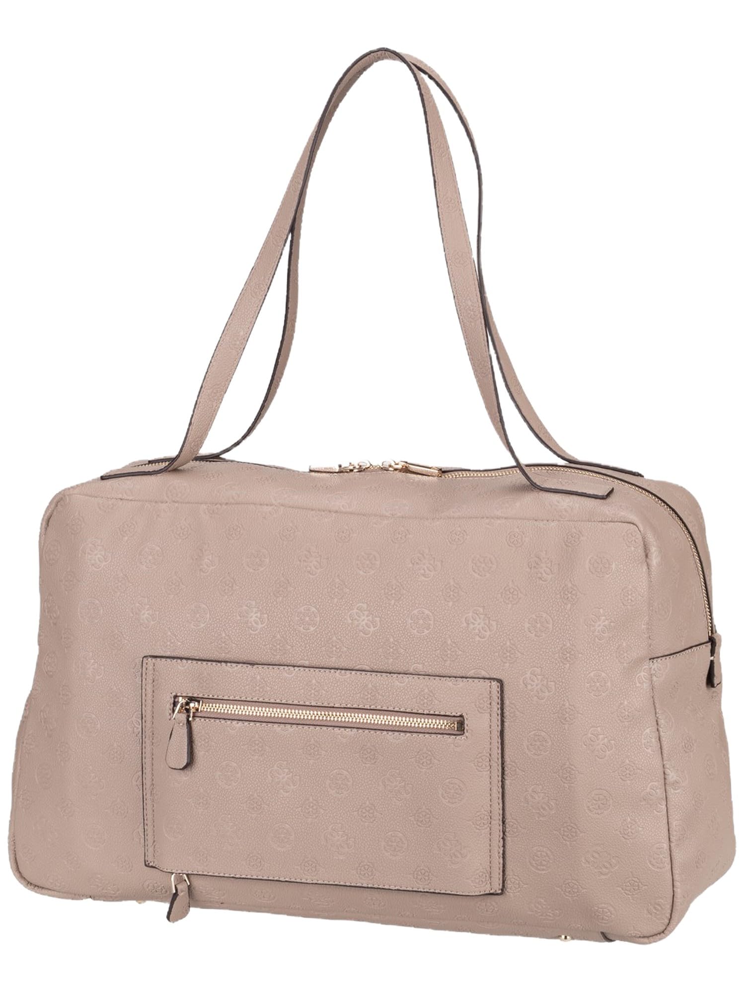 GUESS Torba podróżna Devon Travel Tote Taupe Logo Taupe Taupe Brown