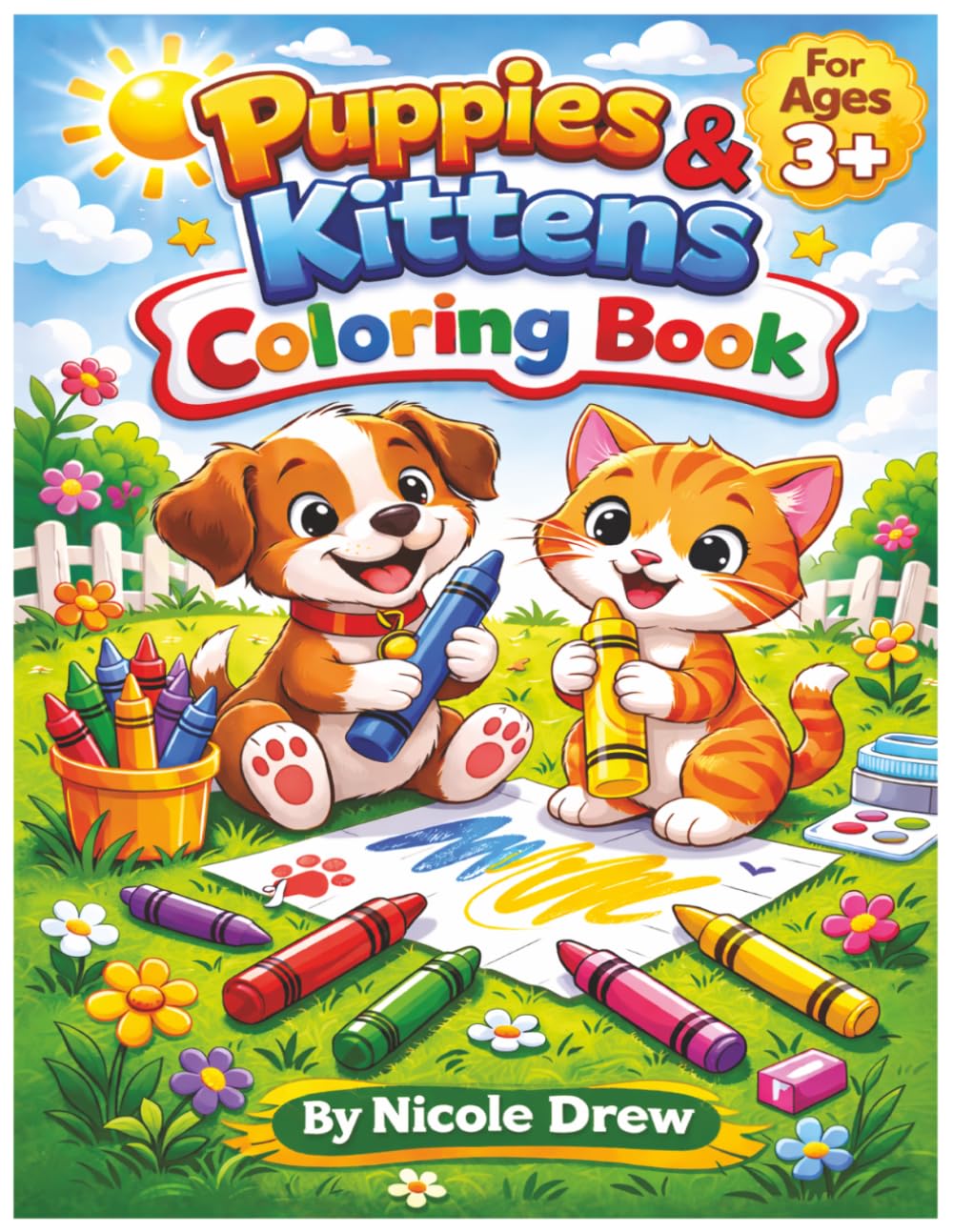 Puppies and Kittens Coloring Book Ages 3+: A Sweet and Playful Coloring Adventure! 50 Pages of Coloring Fun!