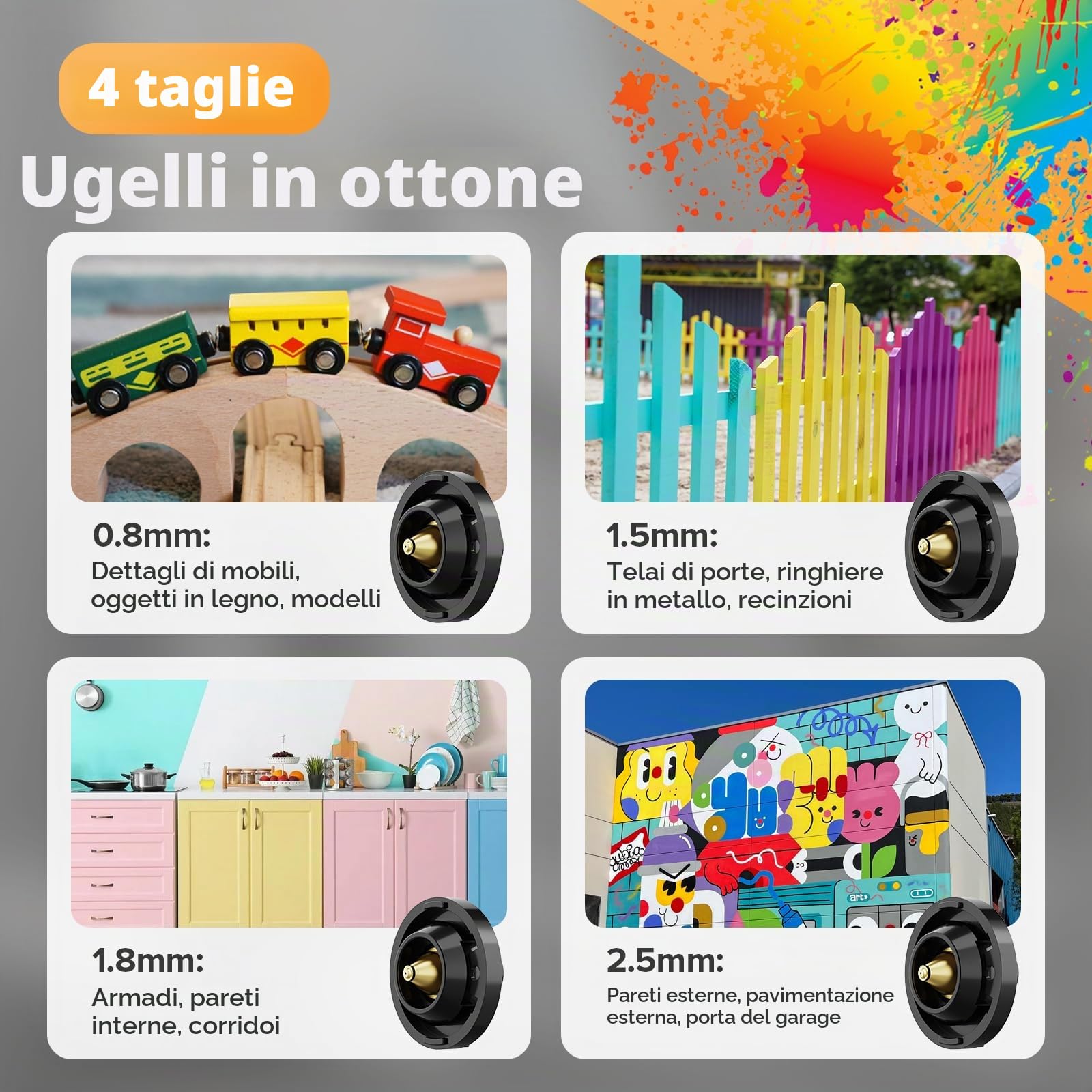 Spruzzatore per vernice, 850 W HVLP ad alta potenza, pistola elettrica a spruzzo con capacità di 1400 ml, 4 ugelli e 3 modalità - Facile da pulire per pareti, mobili, recinzioni, capannoni e progetti