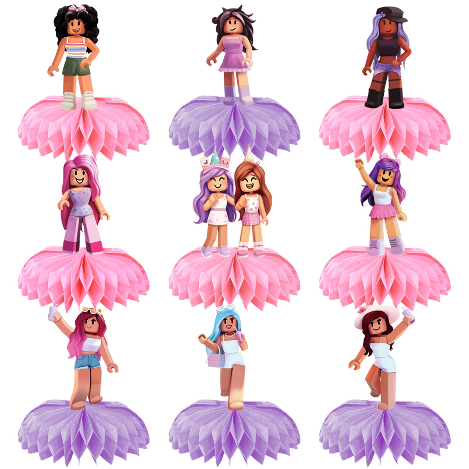 9pcs Game Party Honeycomb Centerpieces for Kids Teens Girls Boys, Nine Original Designs Birthday Decorations Party Supplies Table Toppers Extra Thick, Kauai Sun™