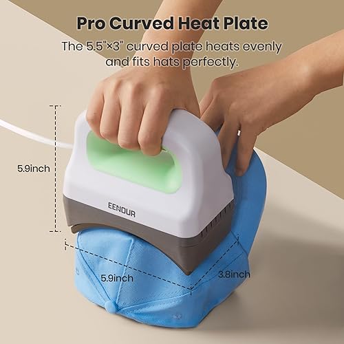 Miniatura 2 de EENOUR Prensa de calor para sombreros con placa de calor curvada de 3.5 x 5.5 pulgadas, bases seguras y de presión para todo tipo de sombreros,