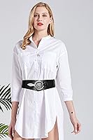 Vista 26 de TeeYee Cinturones de cuero elásticos renacentistas cintura elástica retro cinturón vintage moda medieval cinturón gancho cinturón Negro